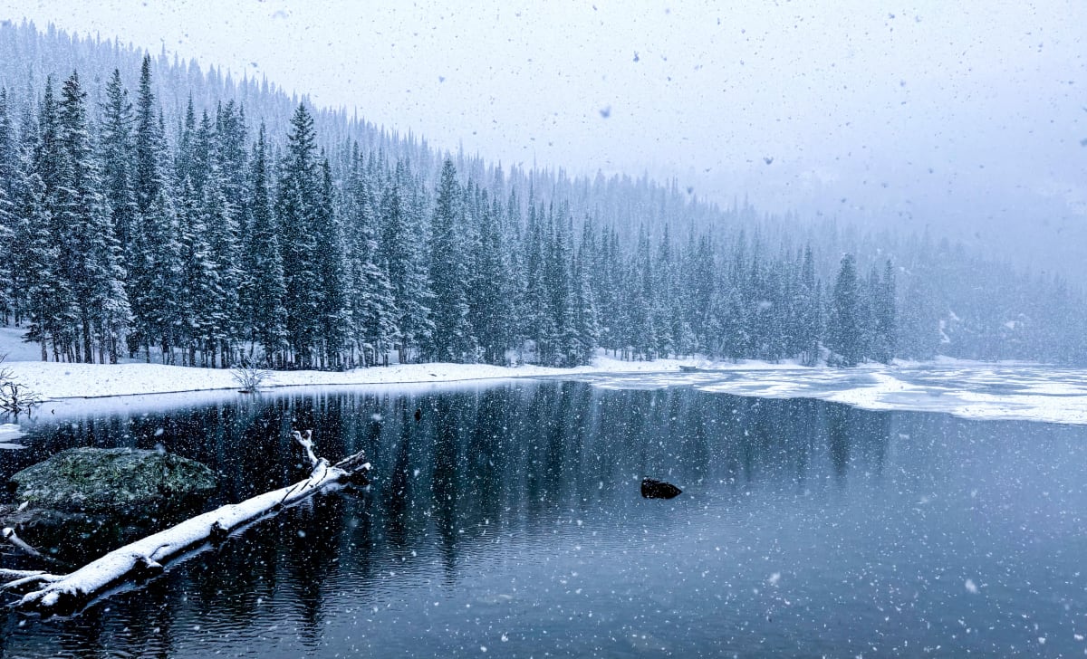 Bear Lake snow Rocky Mountain National Park
