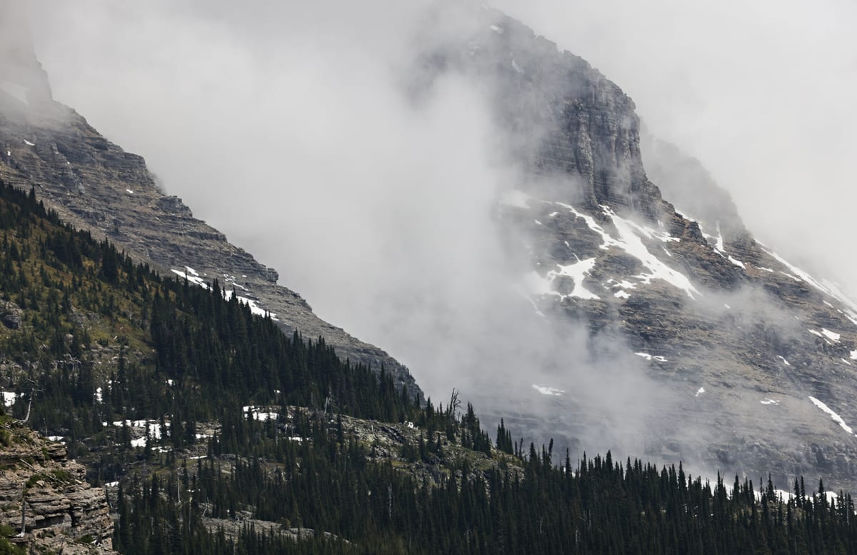 Glacier National Park Going-to-the-Sun Road winter snow closed gate