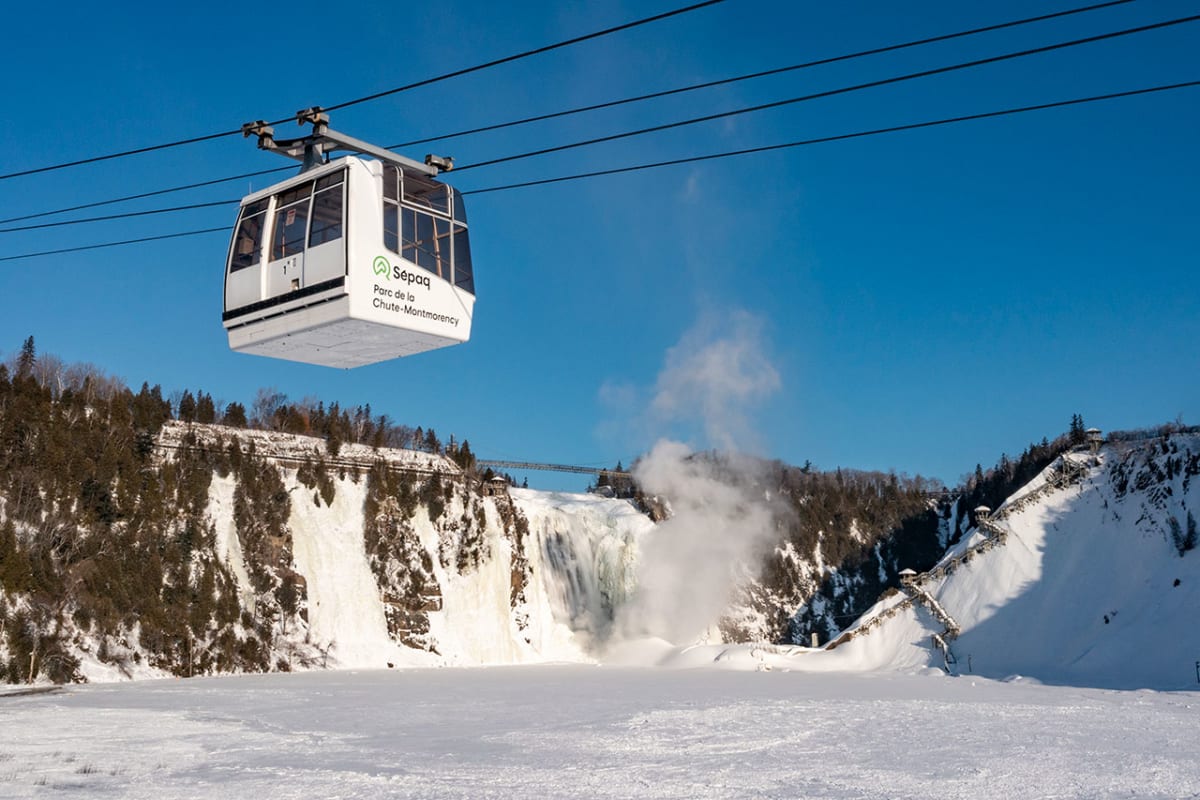 frozen Montmorency Falls winter Quebec