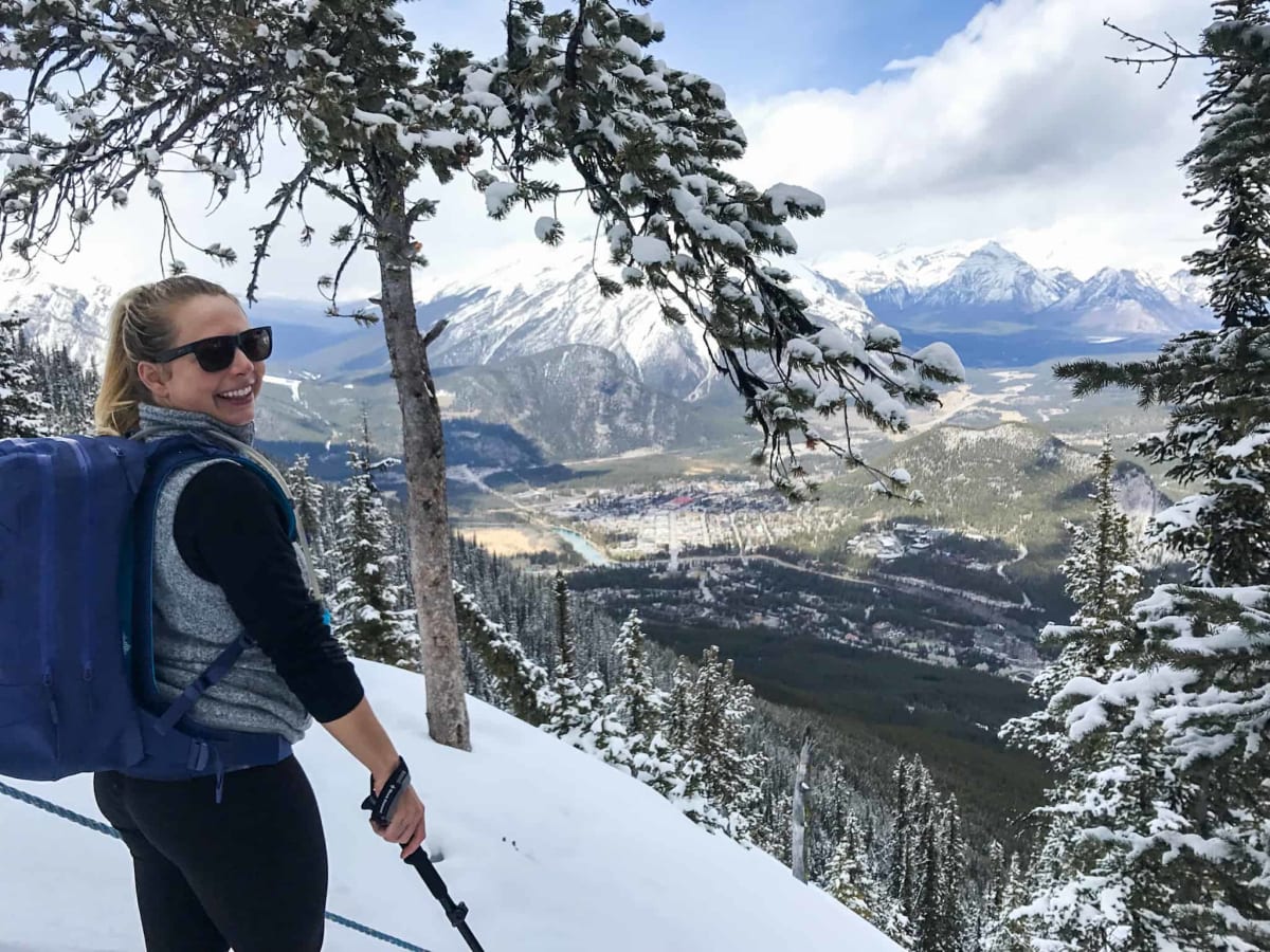 Sulphur Mountain winter hiking trail Banff