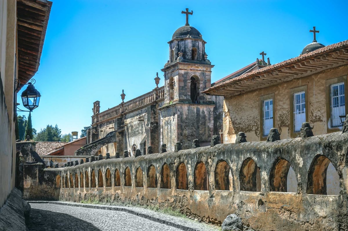 Patzcuaro lakeside church at night