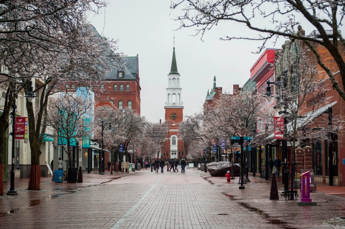 Burlington Vermont Church Street Marketplace winter