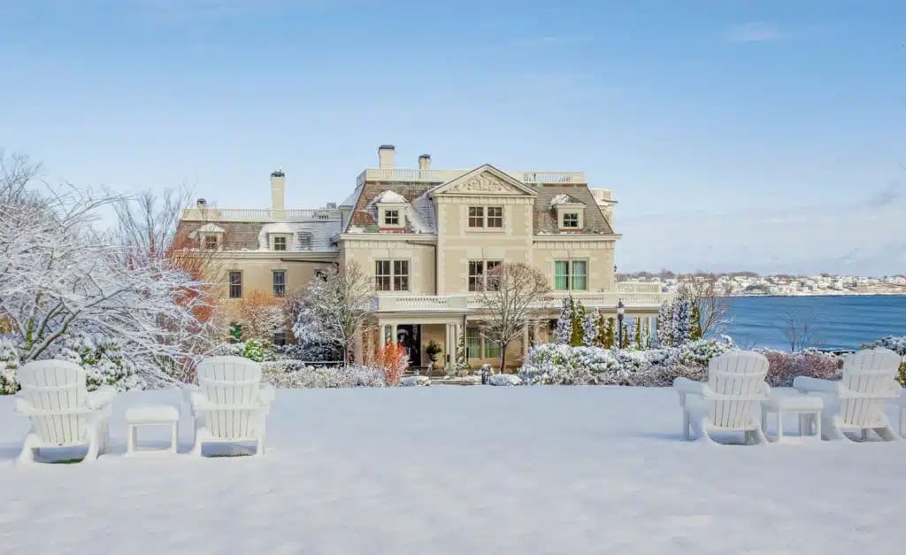 Newport Rhode Island winter mansion cliff walk snow