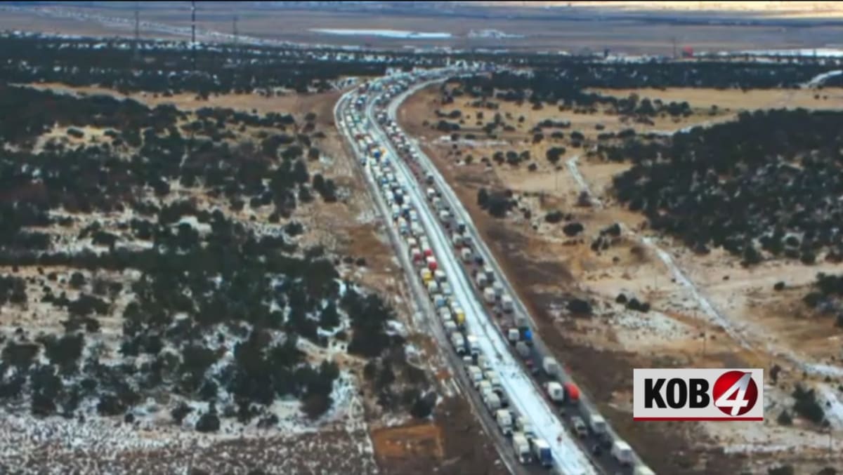 New Mexico highway road trip winter