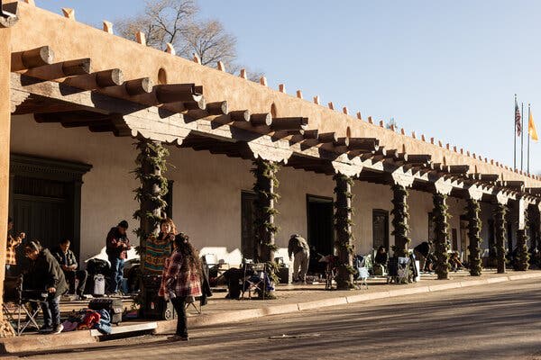 Santa Fe Plaza adobe Palace of the Governors market