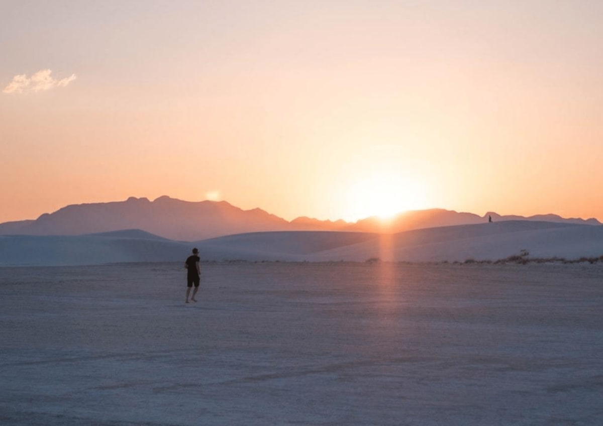 White Sands National Park gypsum dunes sunset