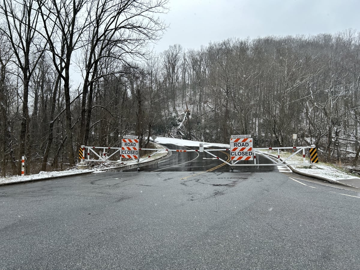 Blue Ridge Parkway closed gate winter snow