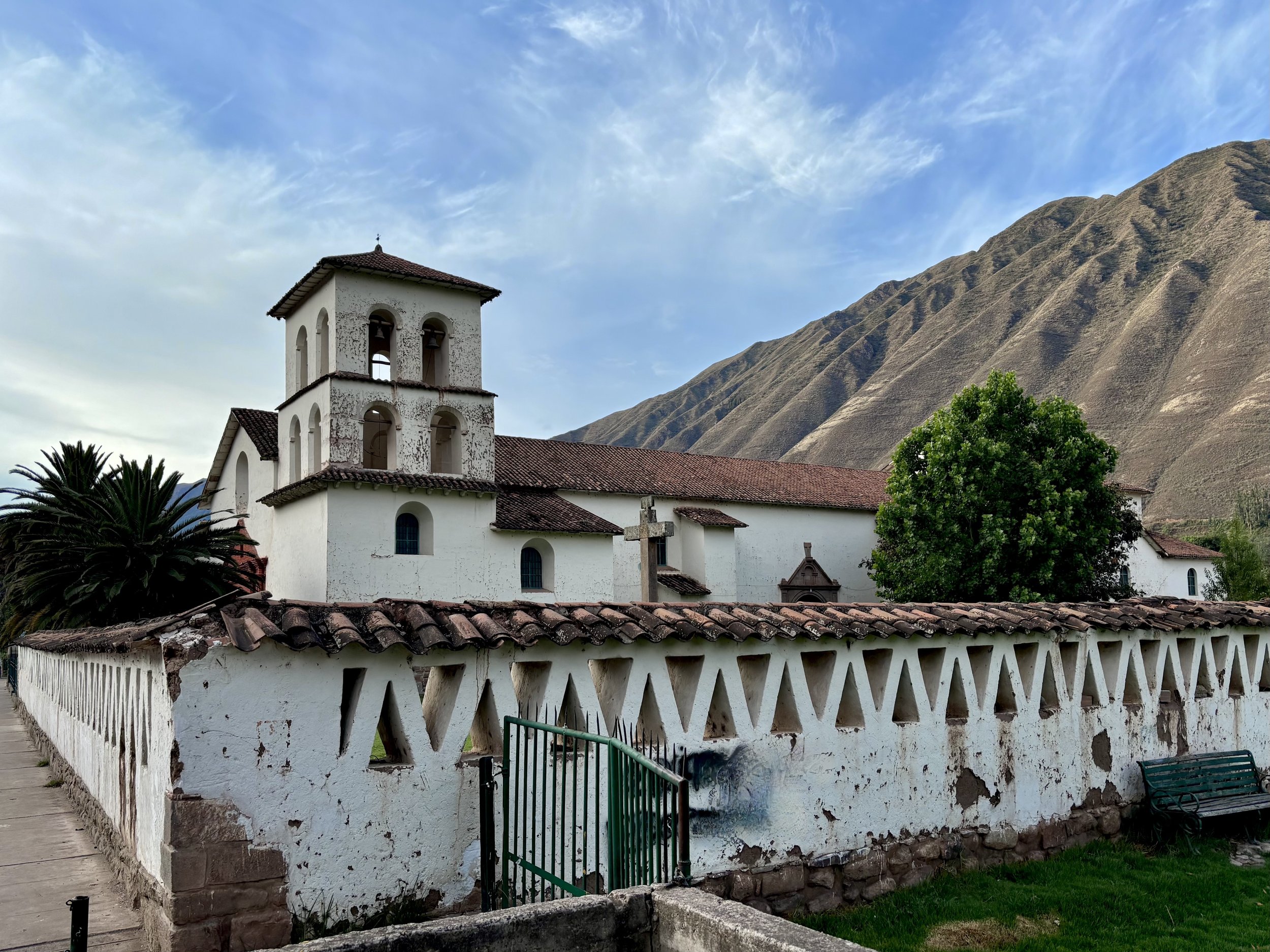 Yucay village Sacred Valley fields and church