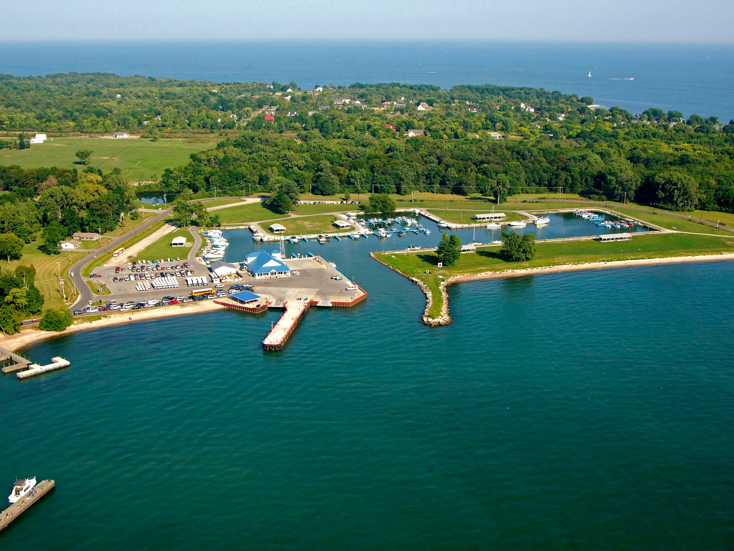 ferry docking at kelleys island ohio lake erie