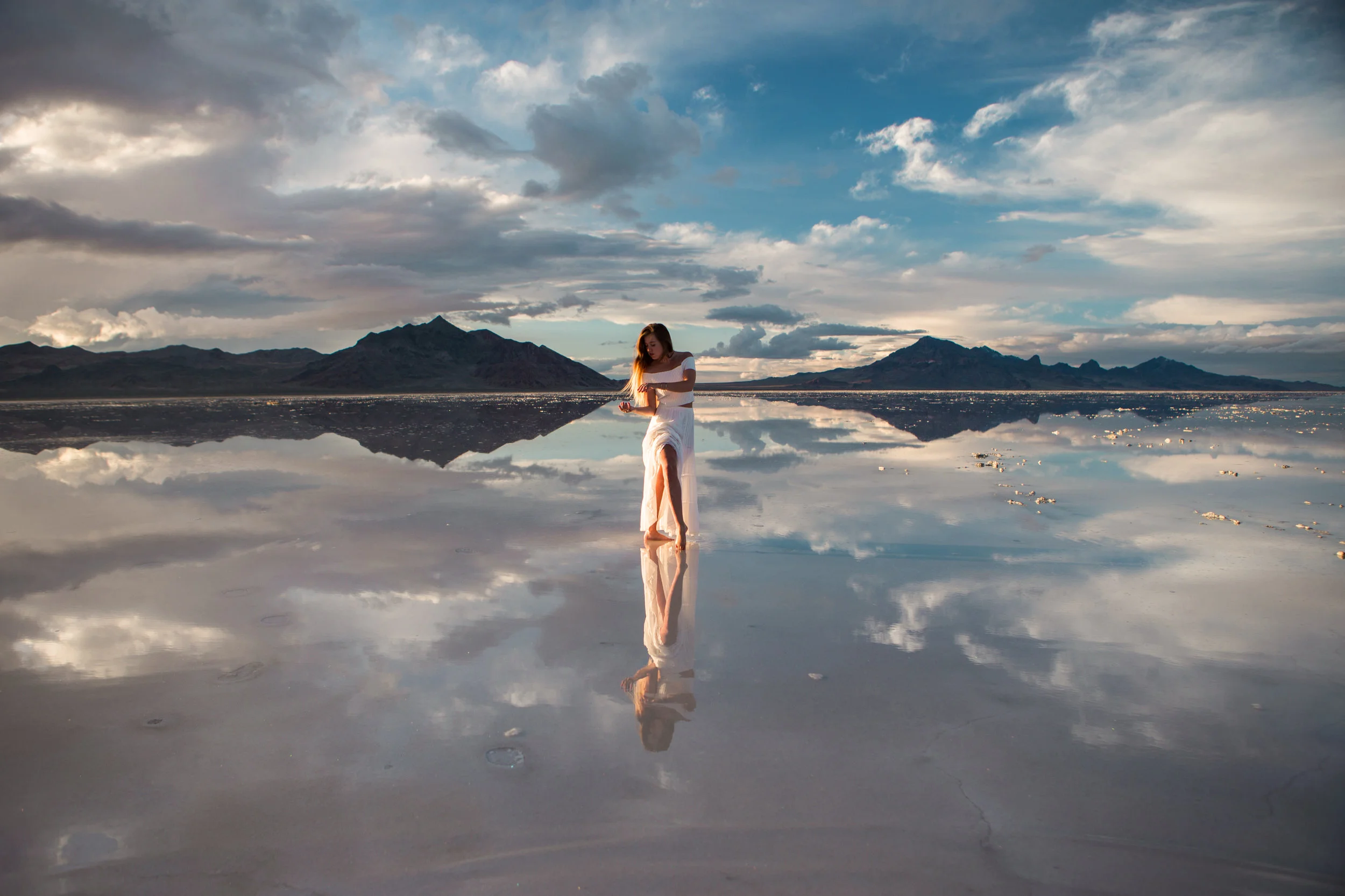 Bonneville Salt Flats mirror reflection