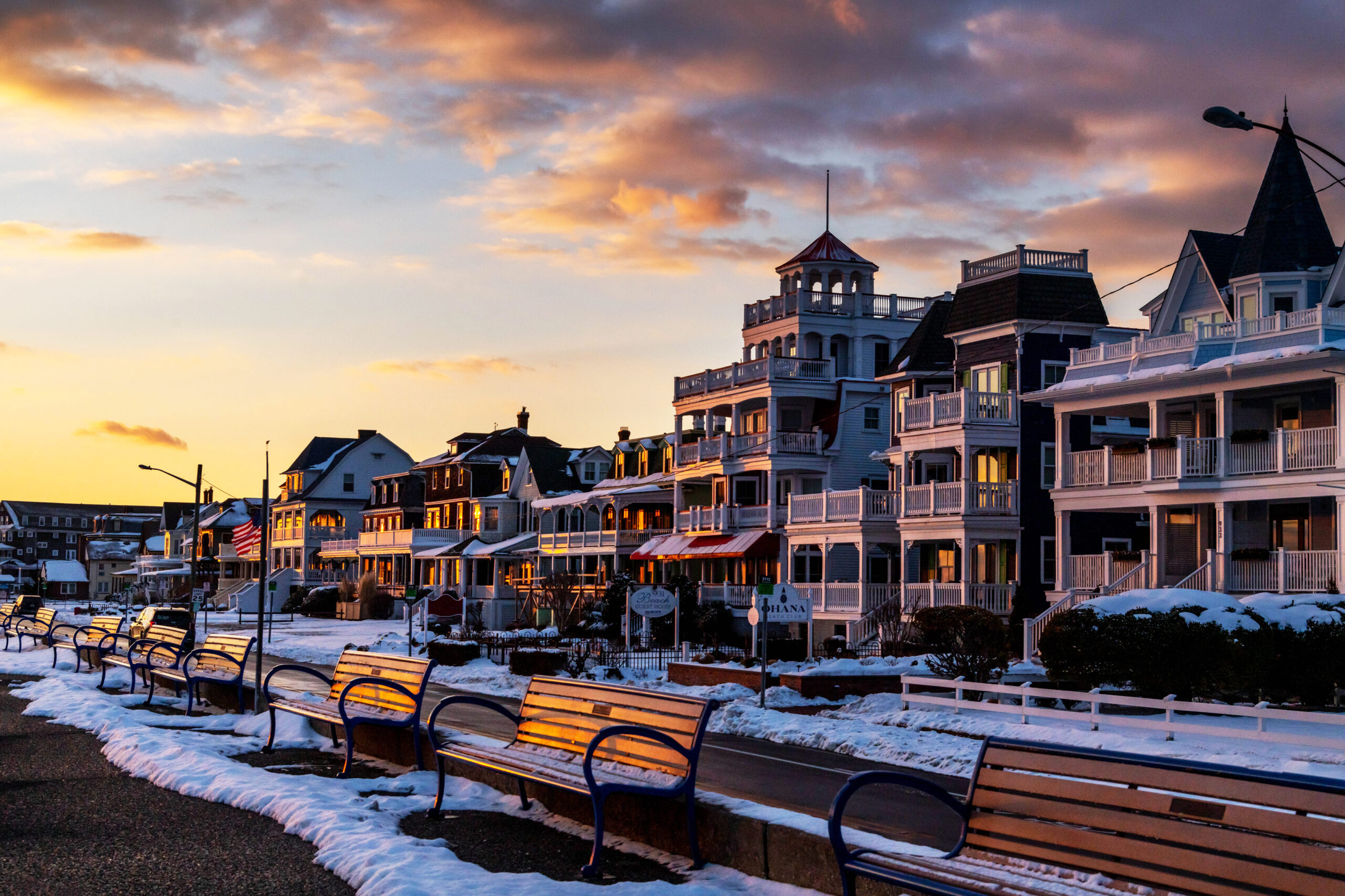 Cape May Victorian houses and beach