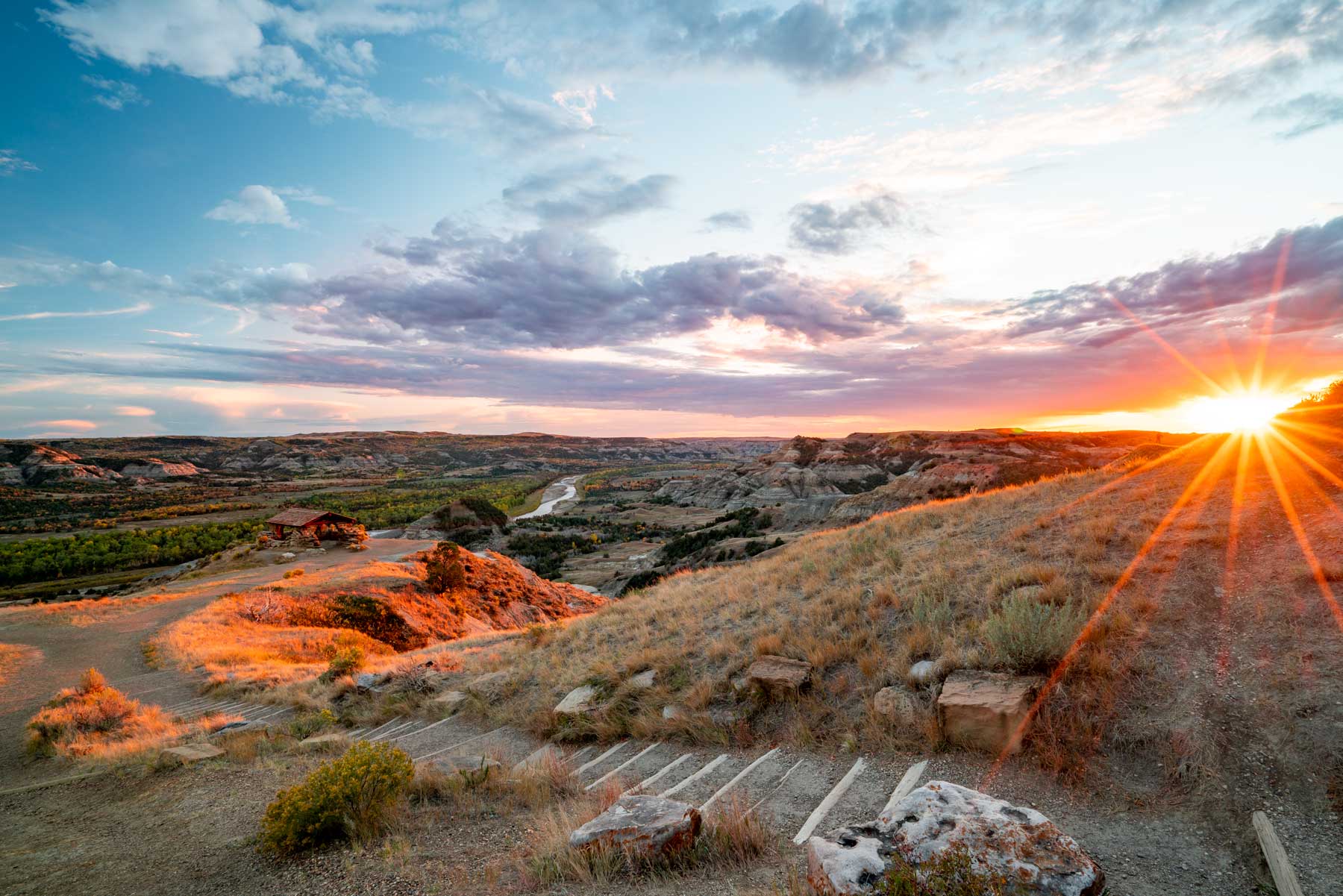 Theodore Roosevelt National Park Painted Canyon sunset