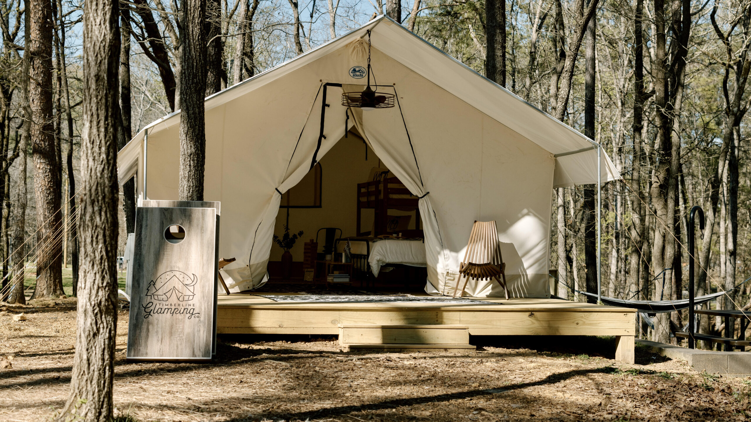 mountain glamping tents forest