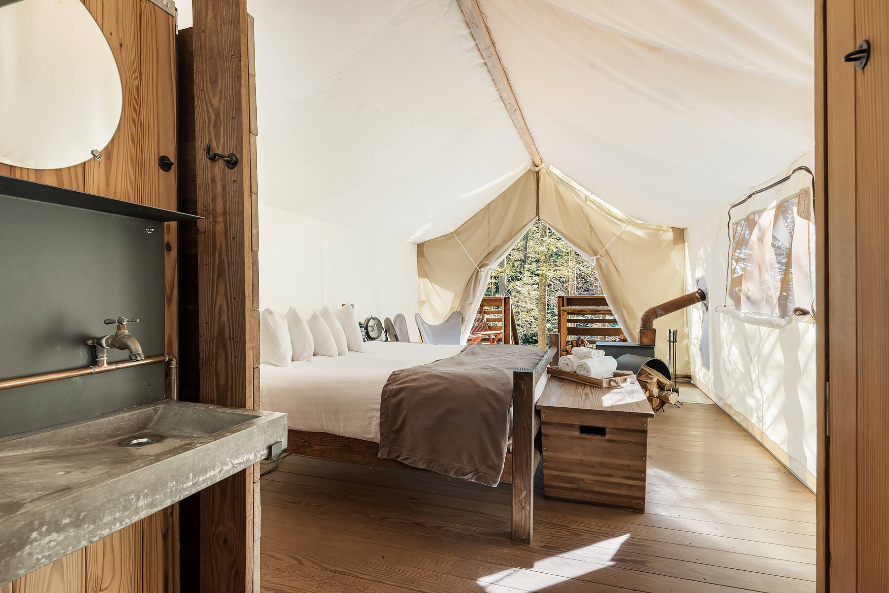 safari tent Great Smoky Mountains Tennessee misty