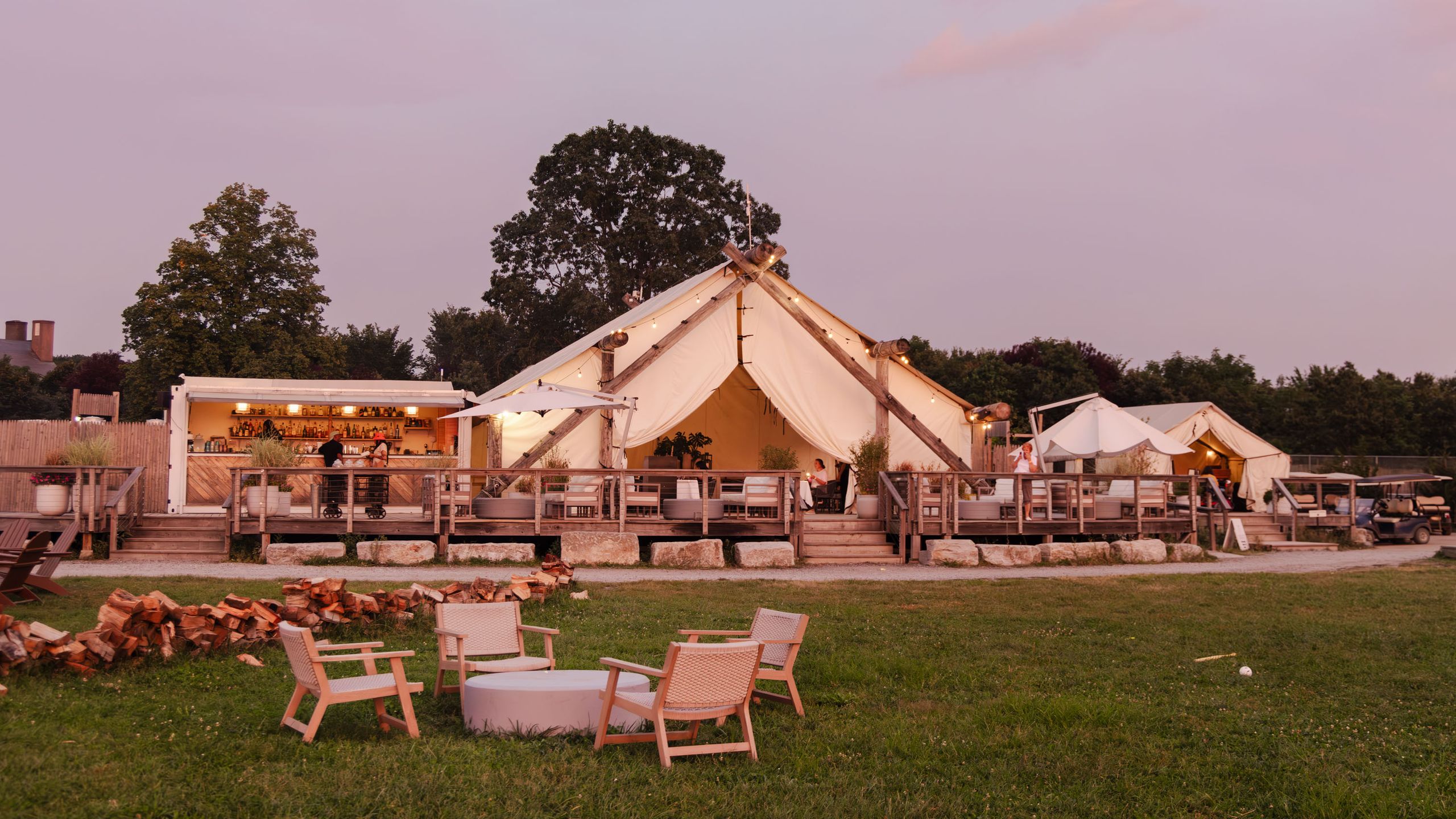 Governors Island glamping Manhattan skyline