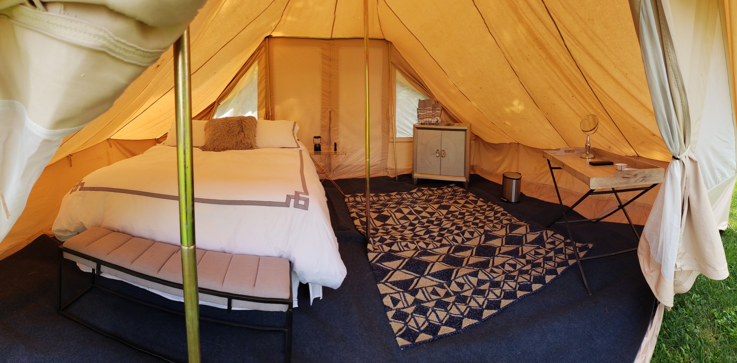 luxury glamping tent interior usa