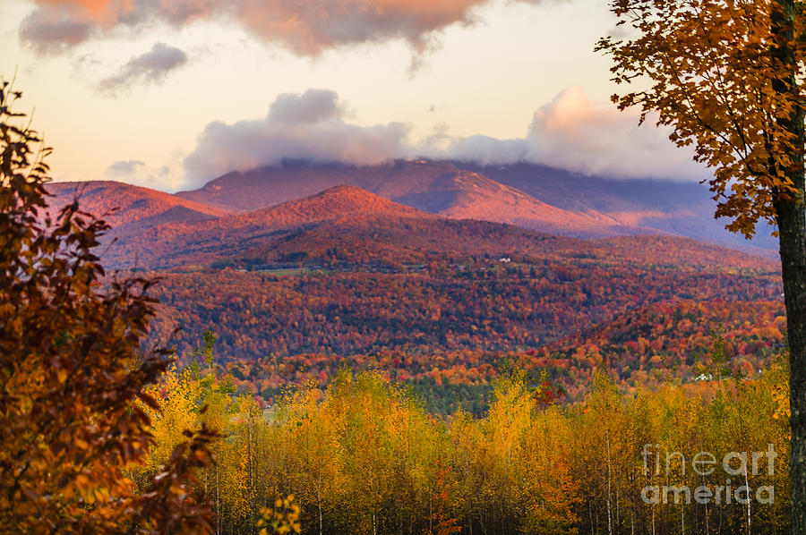 Stowe Vermont fall foliage Mount Mansfield