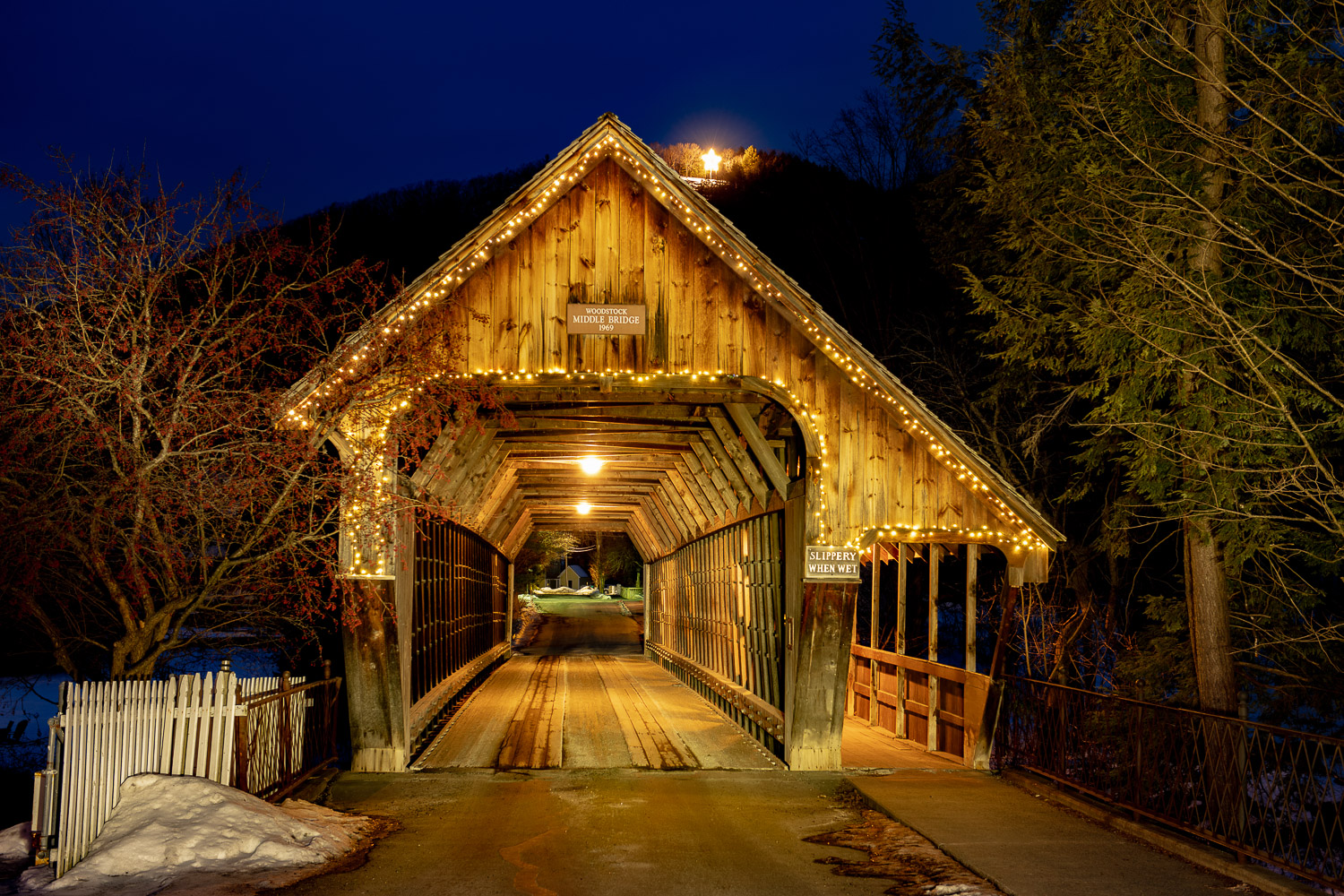 Woodstock Vermont covered bridge fall
