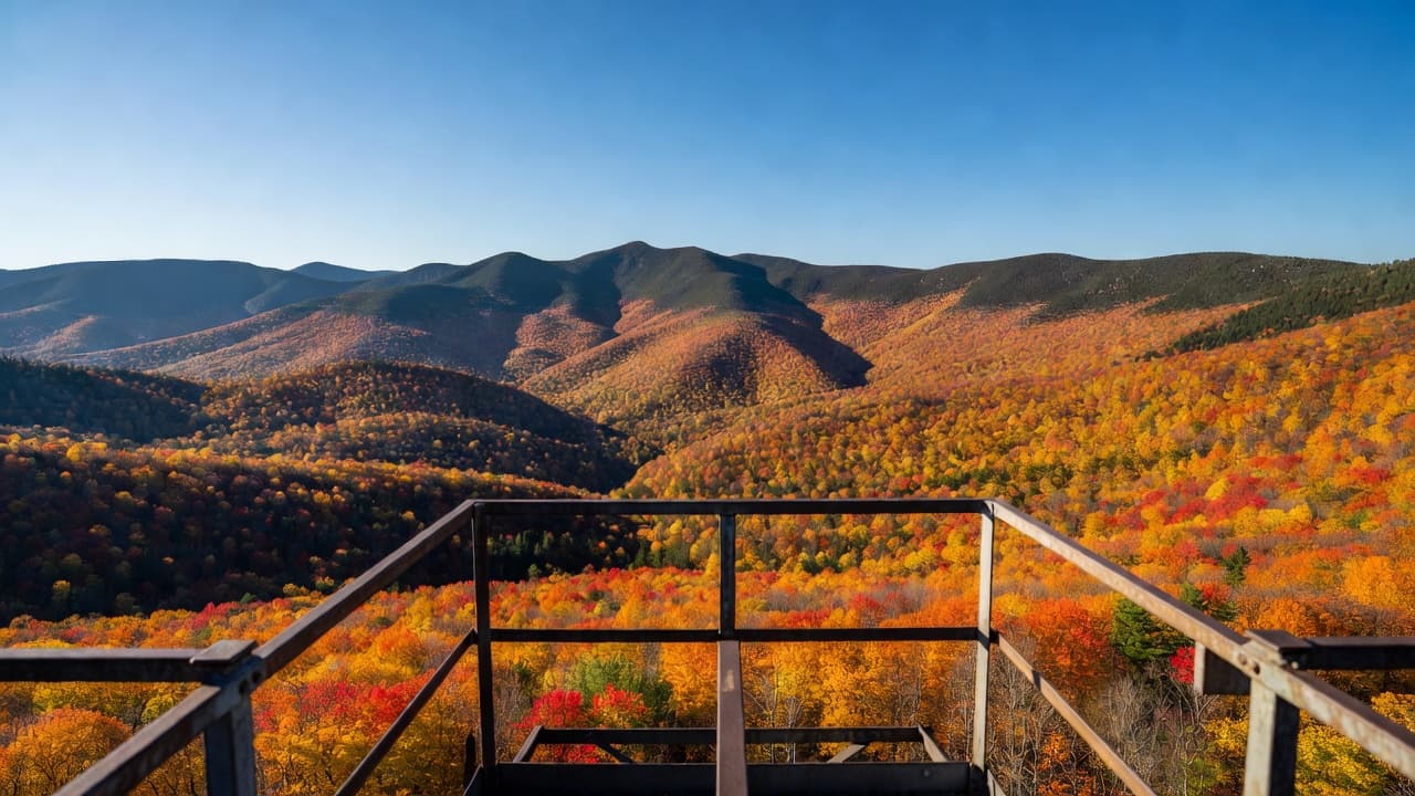 vermont mountain hiking fall foliage panoramic