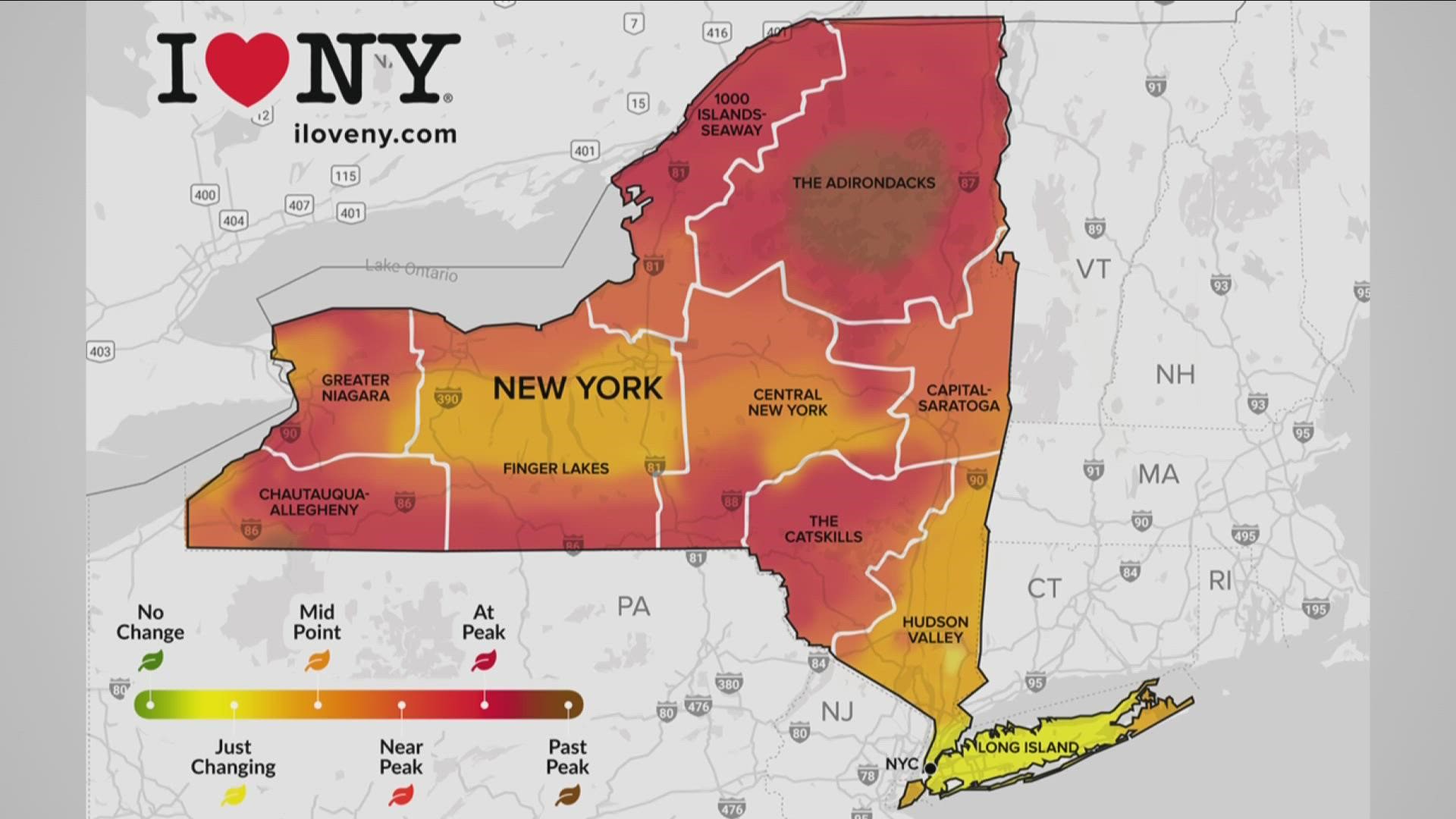 upstate new york fall foliage peak colors