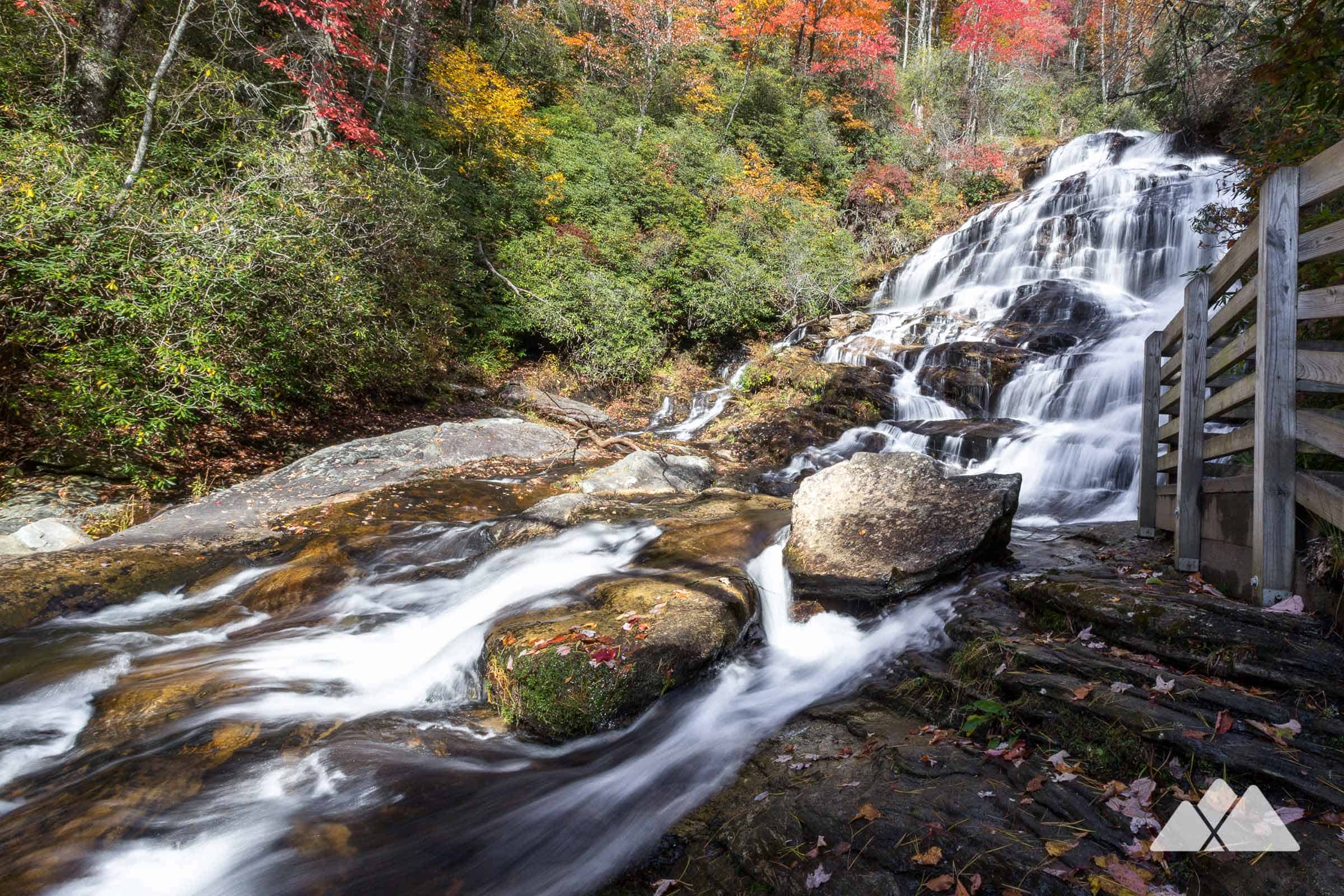 highlands north carolina waterfall fall foliage