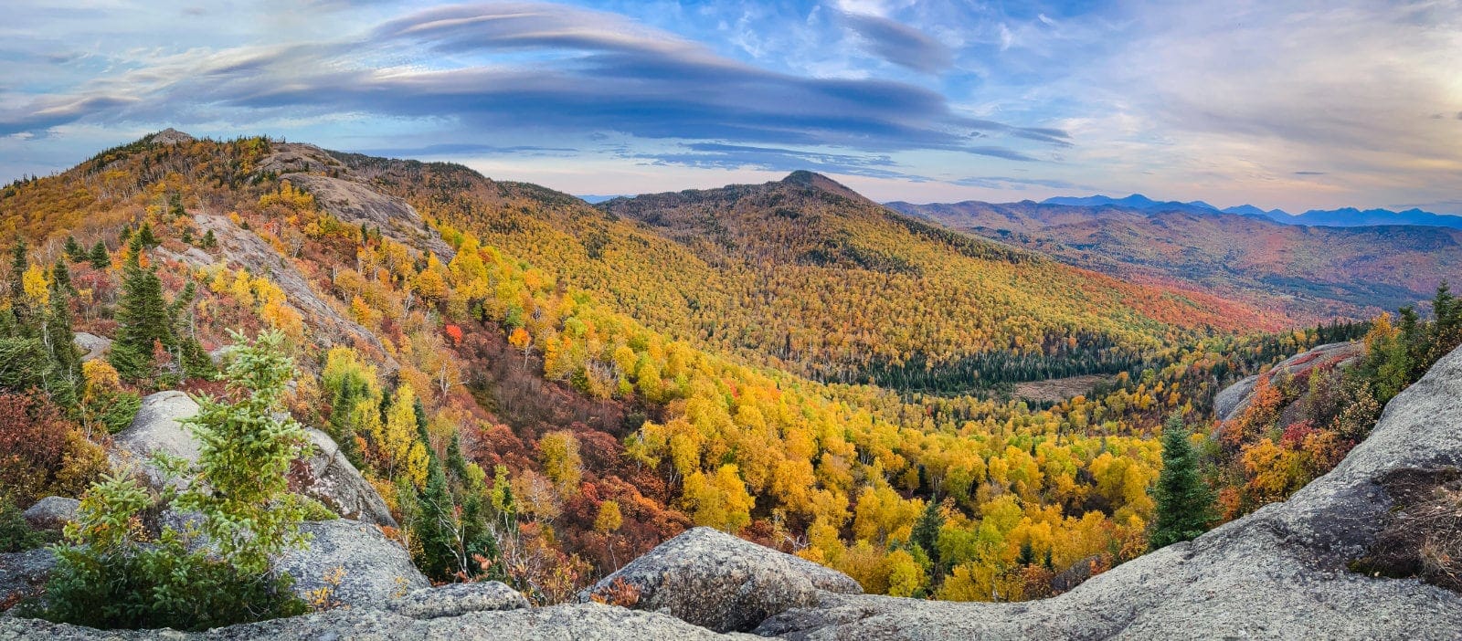 Adirondacks fall foliage hiking ridge views