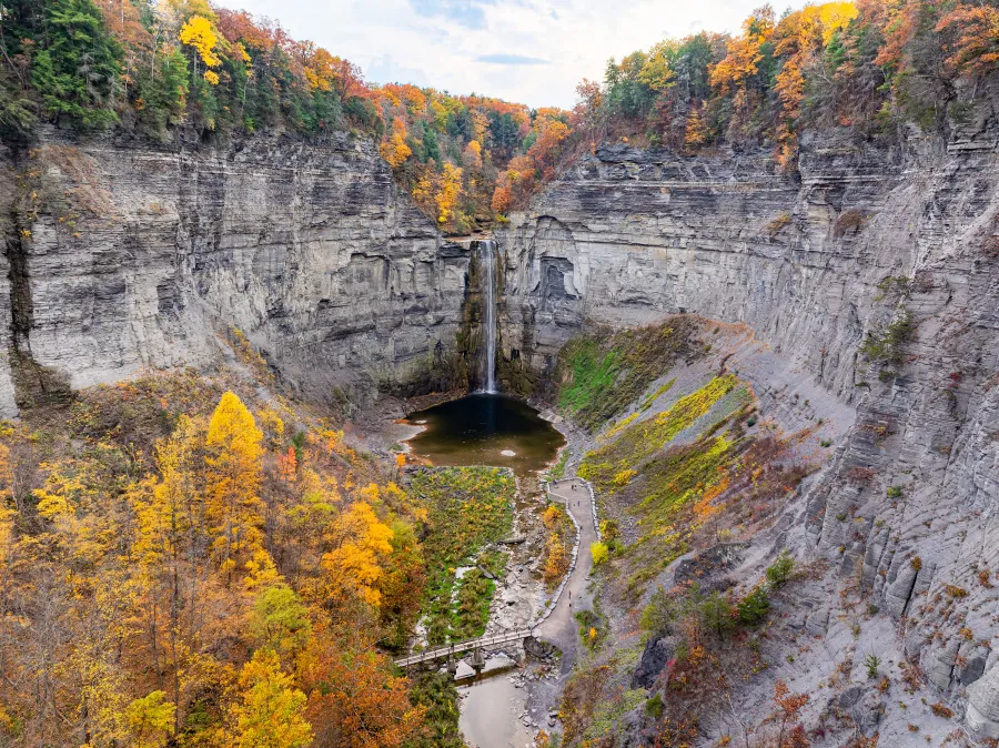 Taughannock Falls gorge autumn foliage