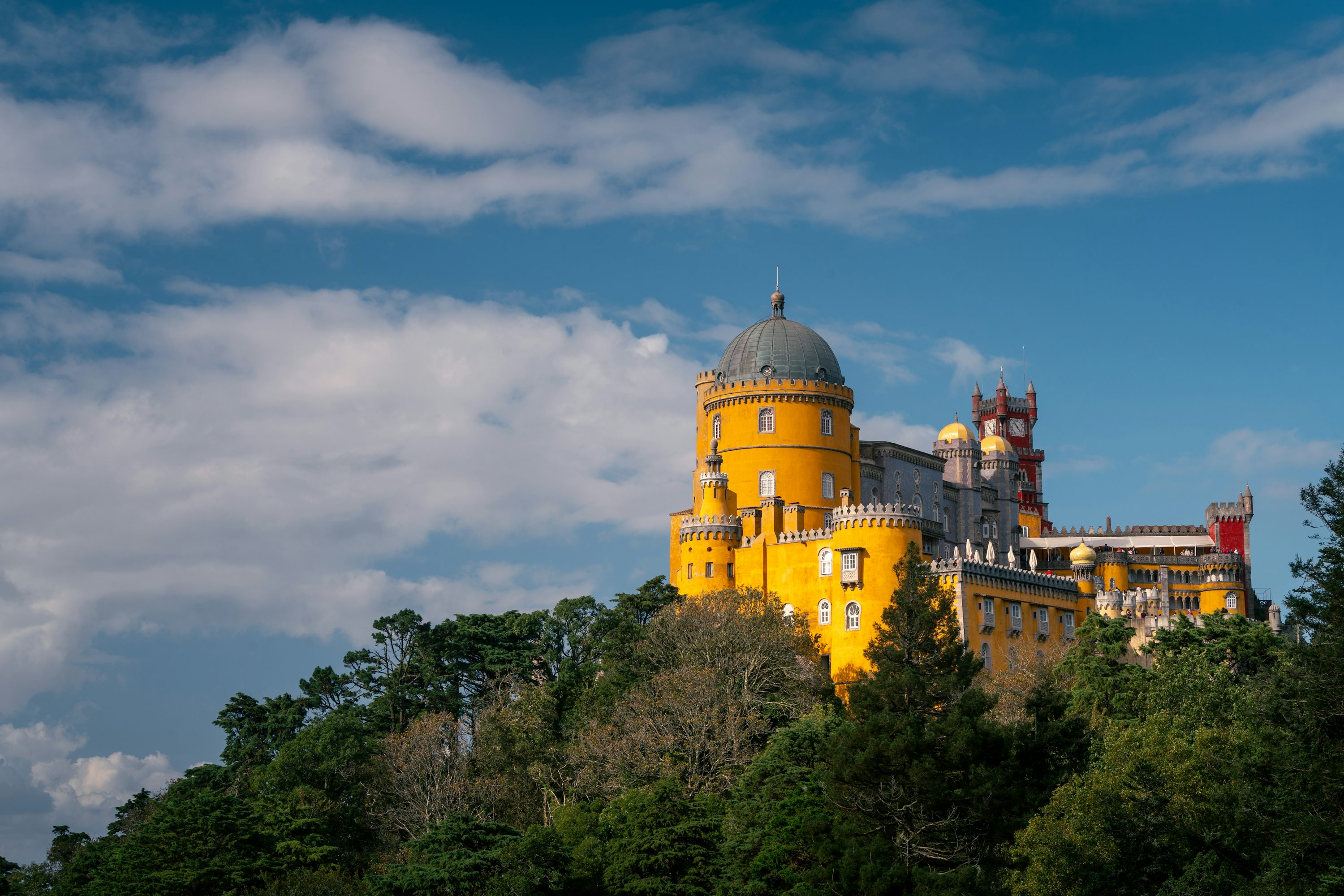Sintra Portugal colorful buildings hillside Pena Palace