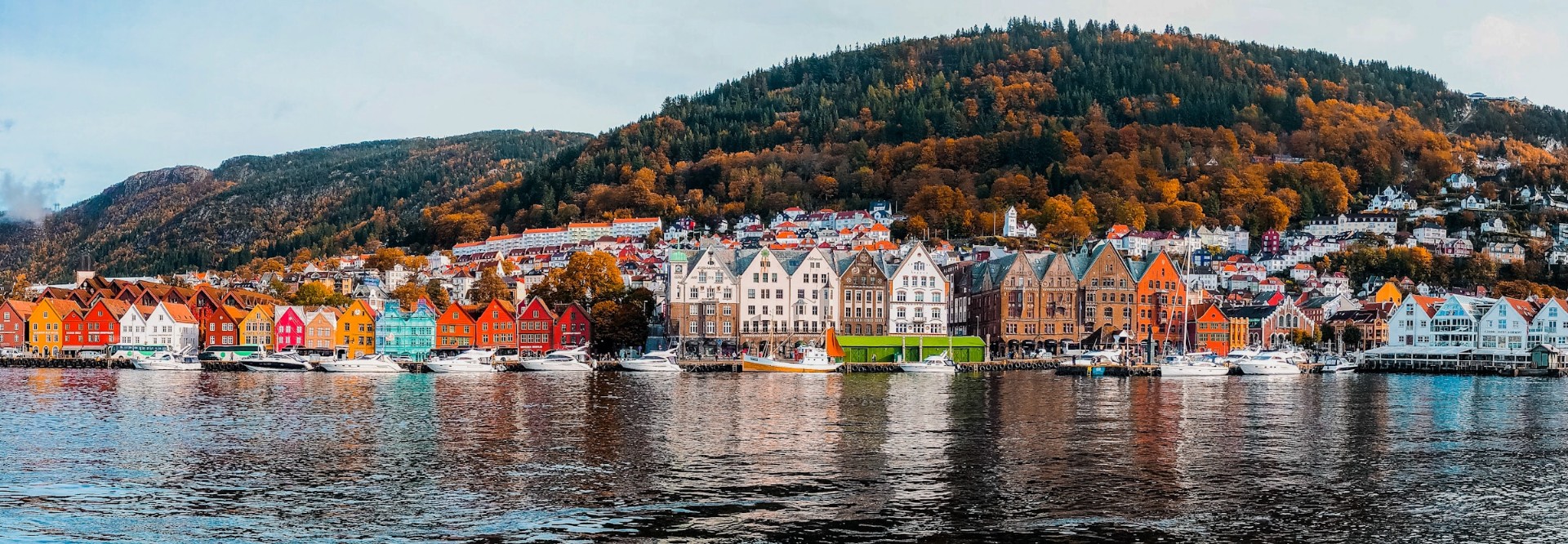 Bergen Norway colorful houses fjord autumn
