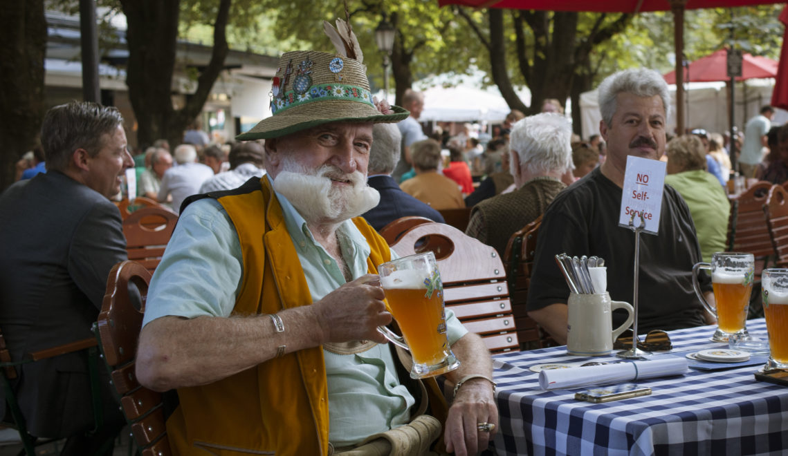 Bavaria beer garden September mountains