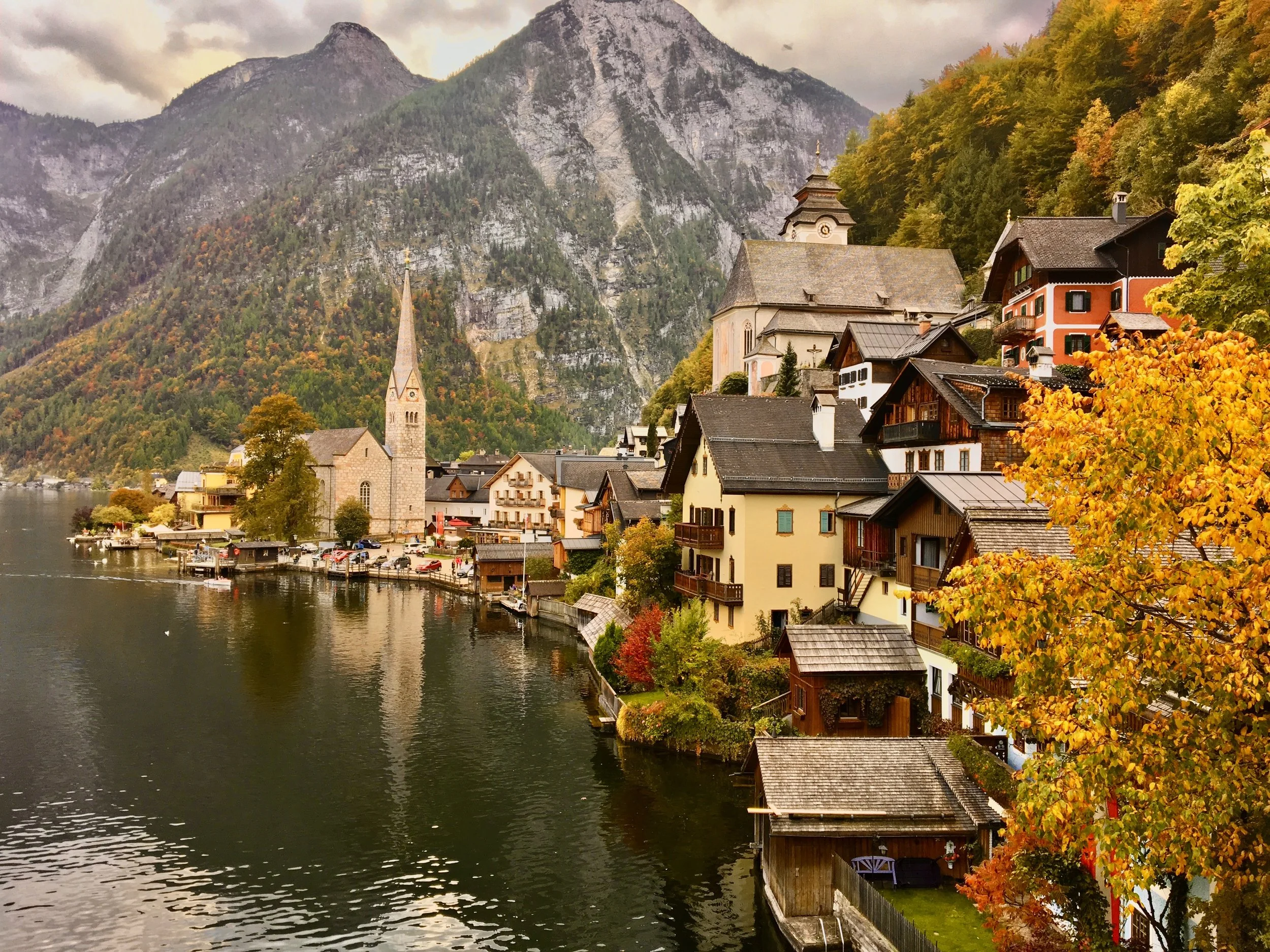 Hallstatt Austria lakeside village autumn