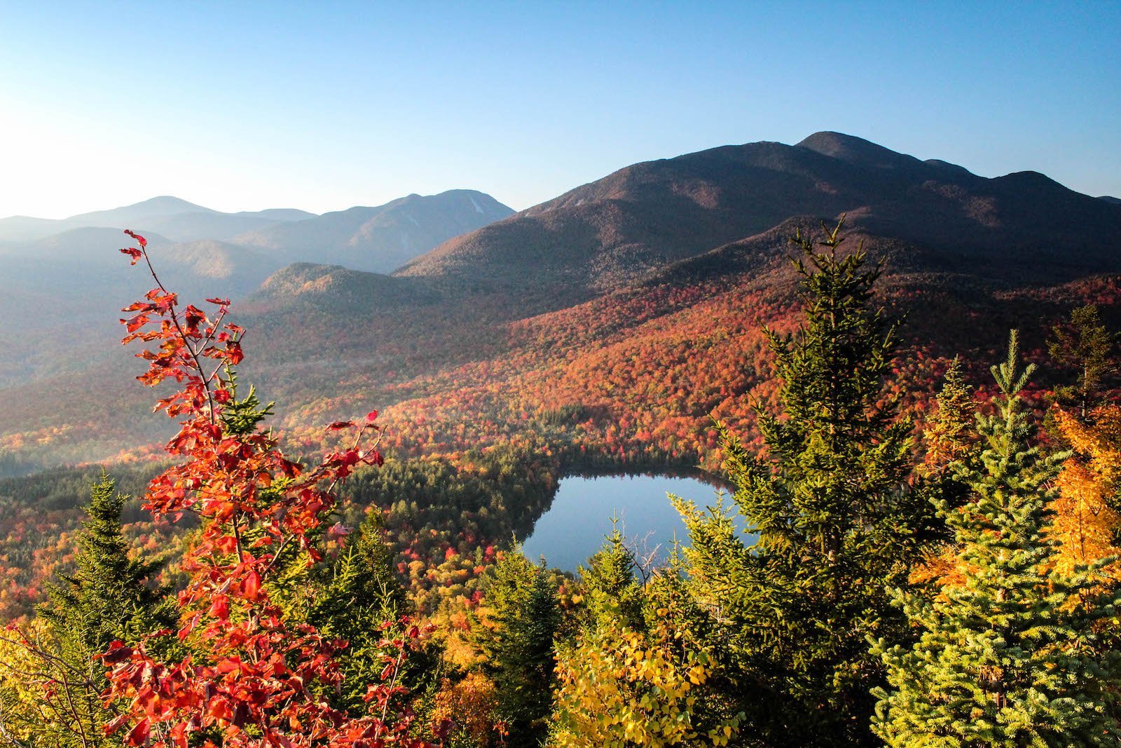 Adirondacks hiking fall foliage mountain views