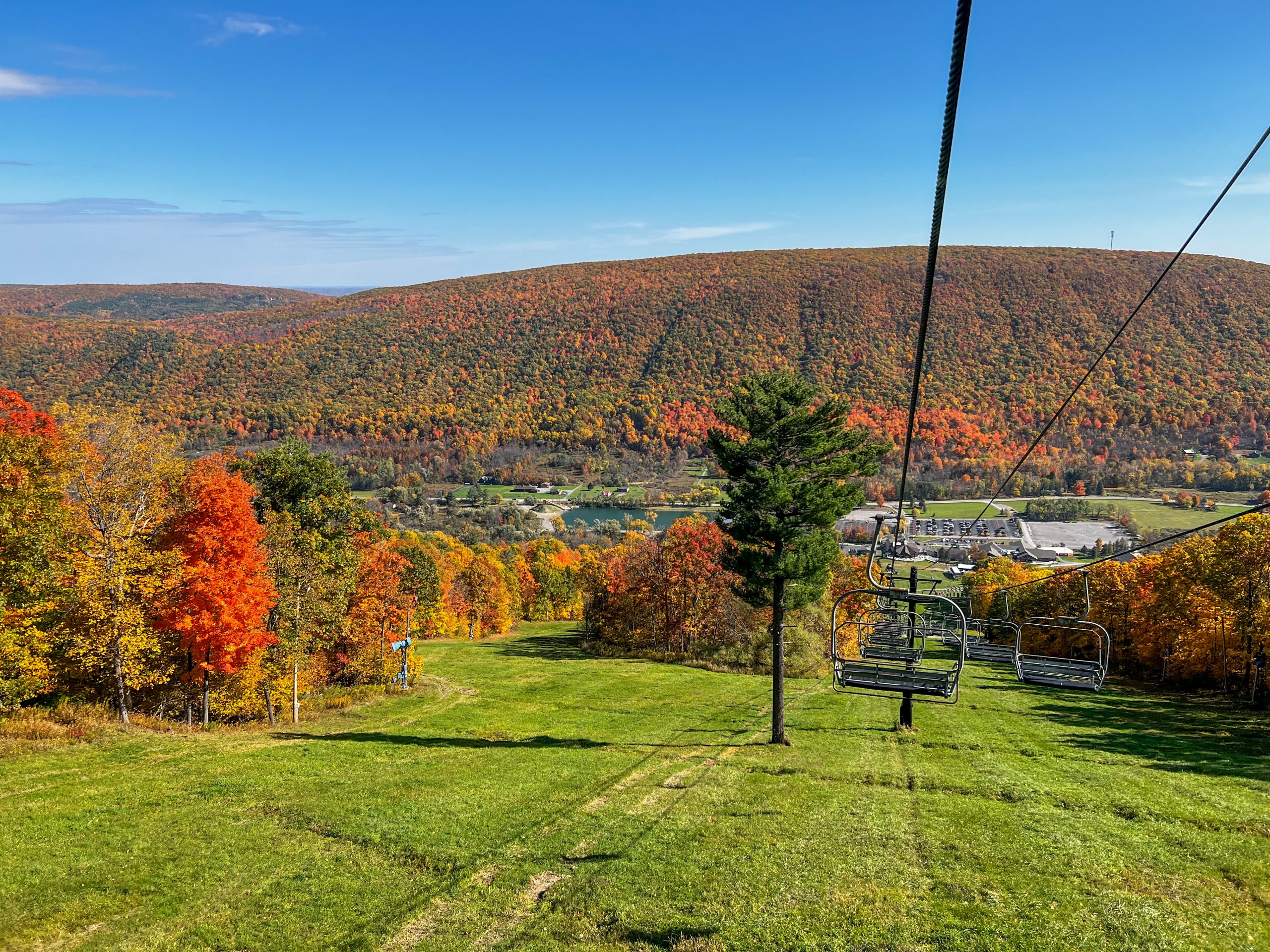 Bristol Mountain fall foliage aerial view