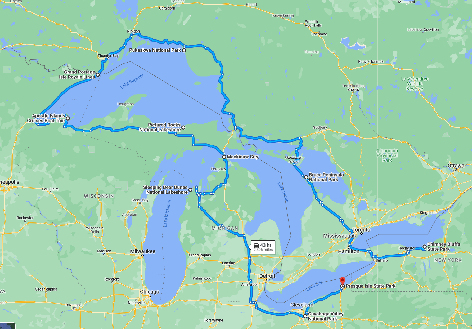great lakes fall road trip