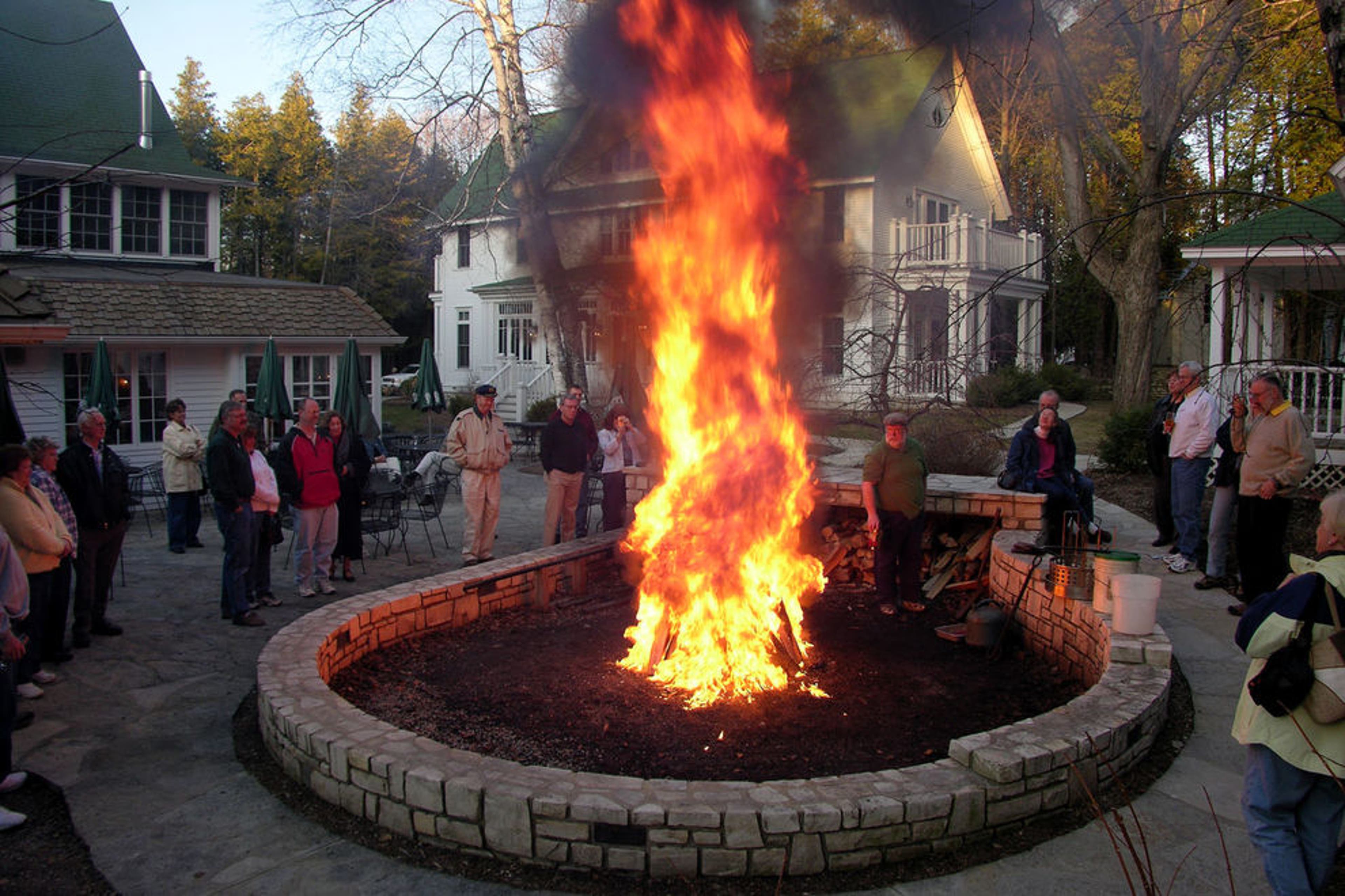 Door County Wisconsin fish boil fire flames outdoor