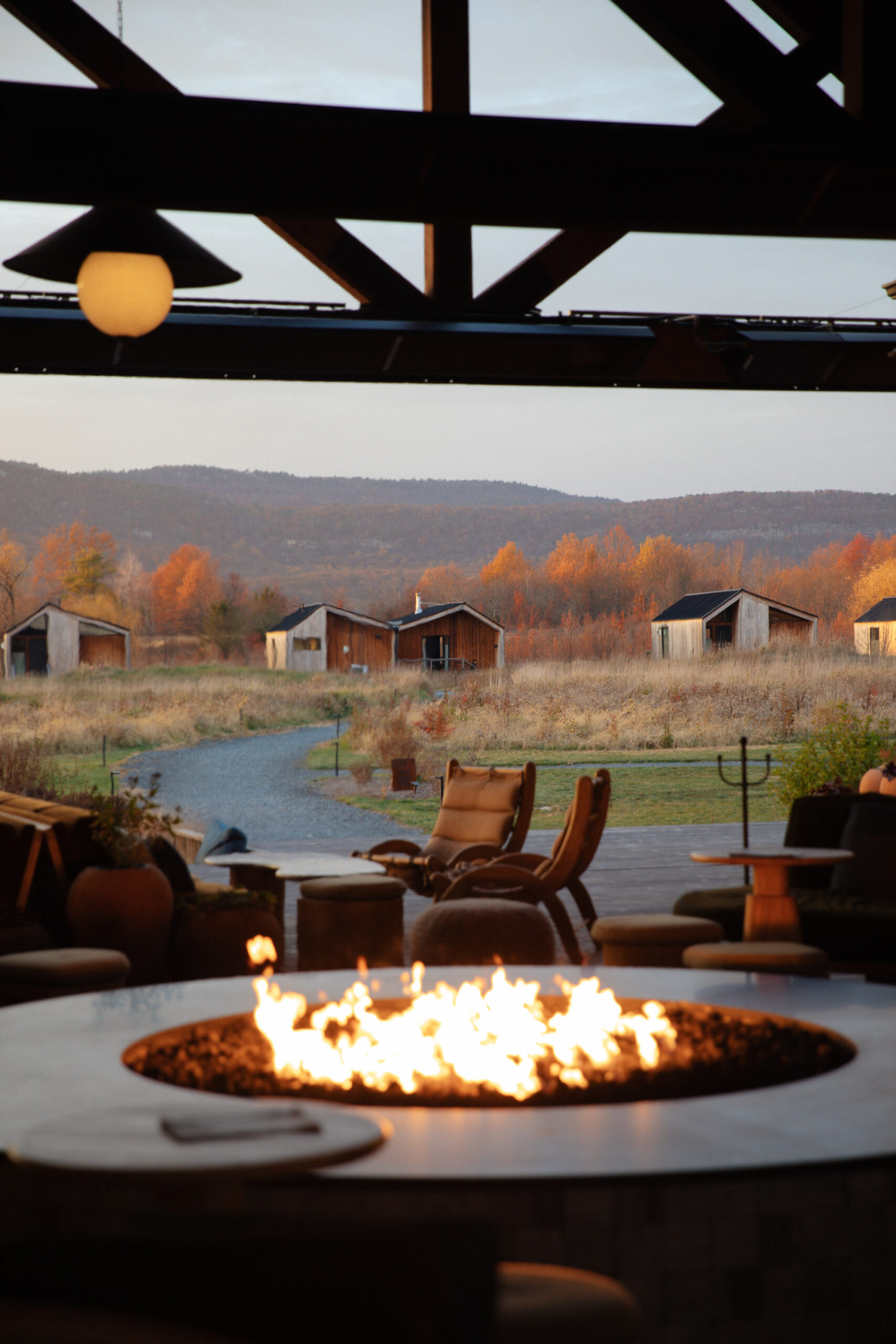 Hudson New York boutique hotel exterior fall foliage