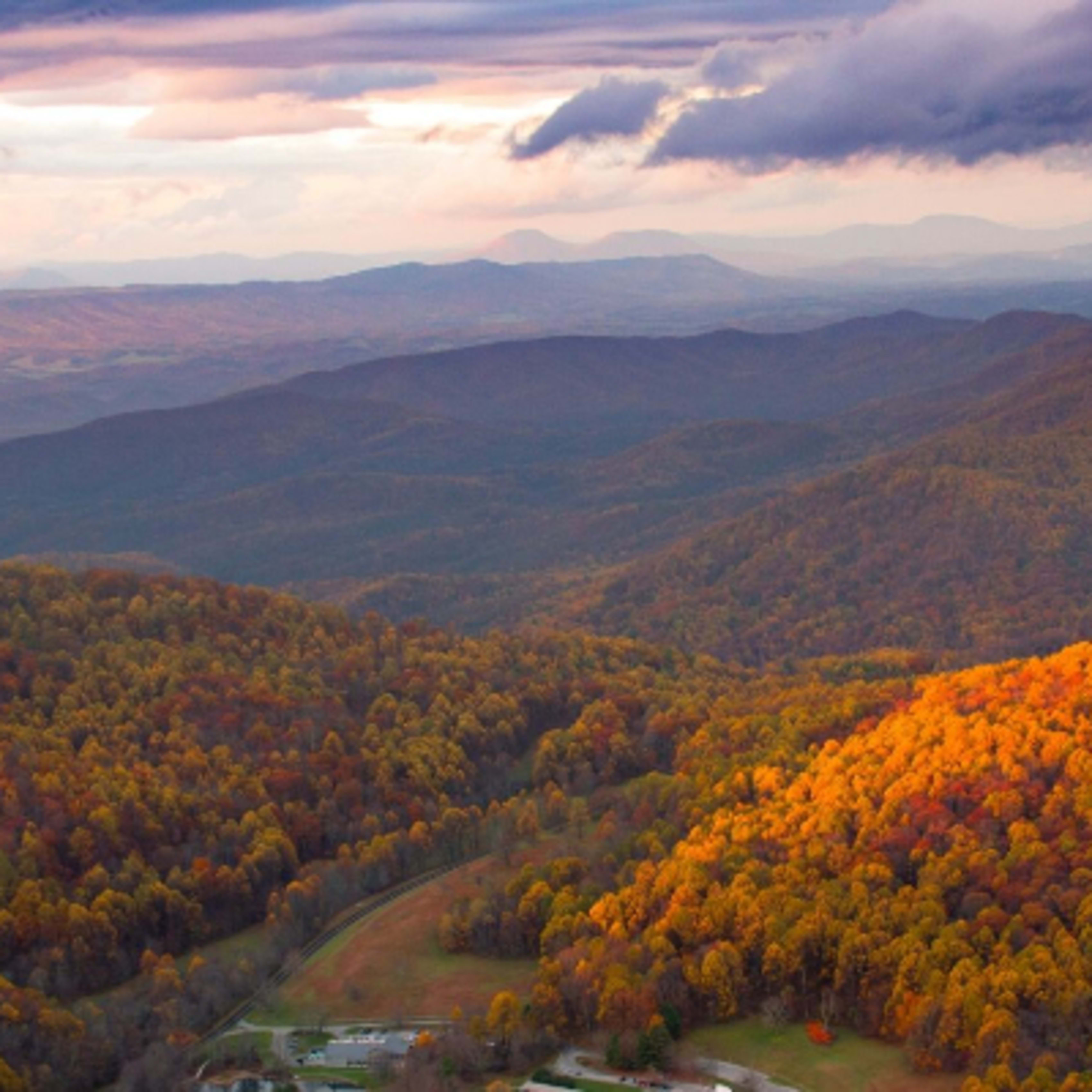 Pocono Mountains autumn aerial view mountains