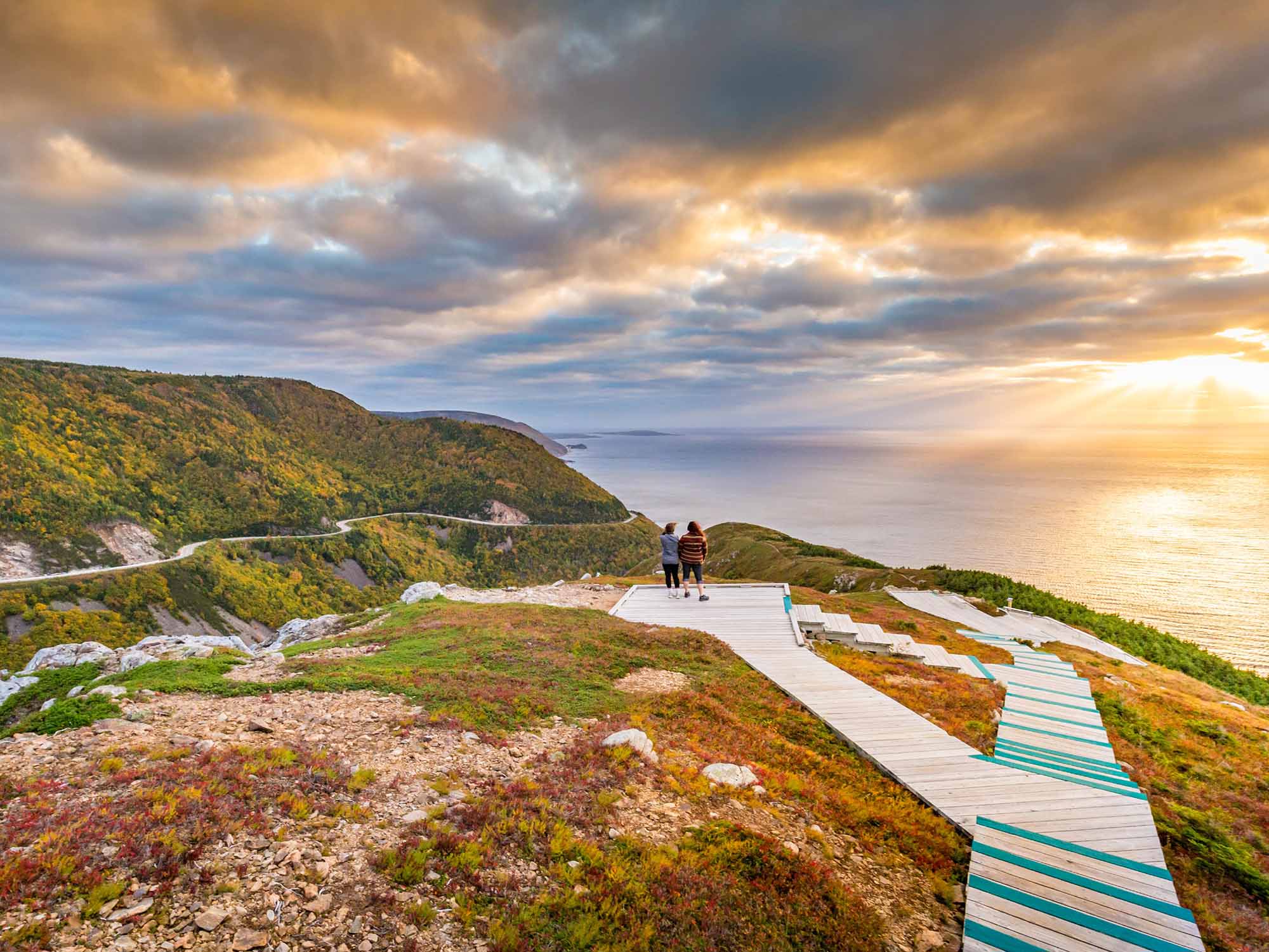 Cabot Trail fall hiking ocean overlook