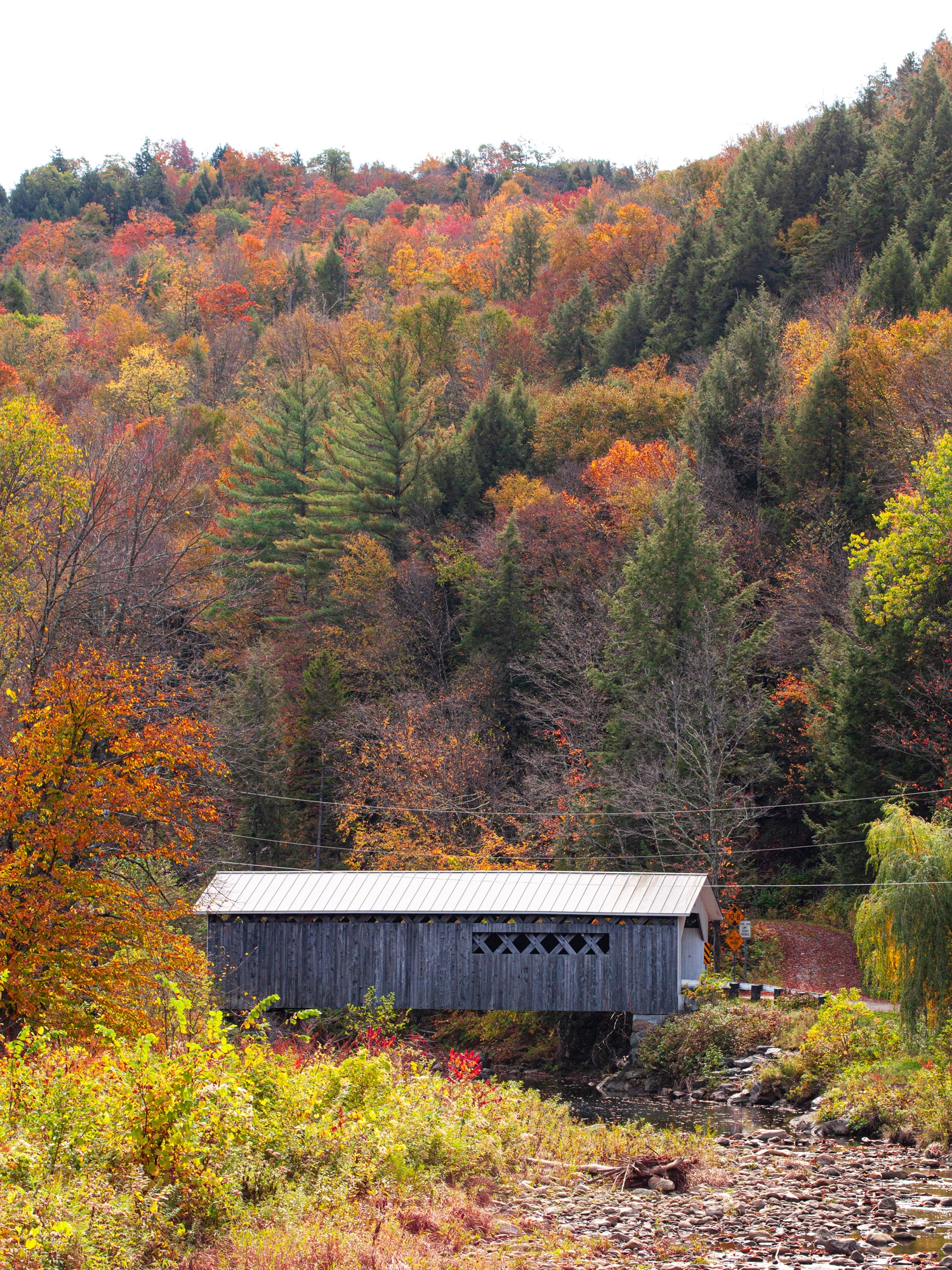 Vermont Route 100 covered bridge fall colors