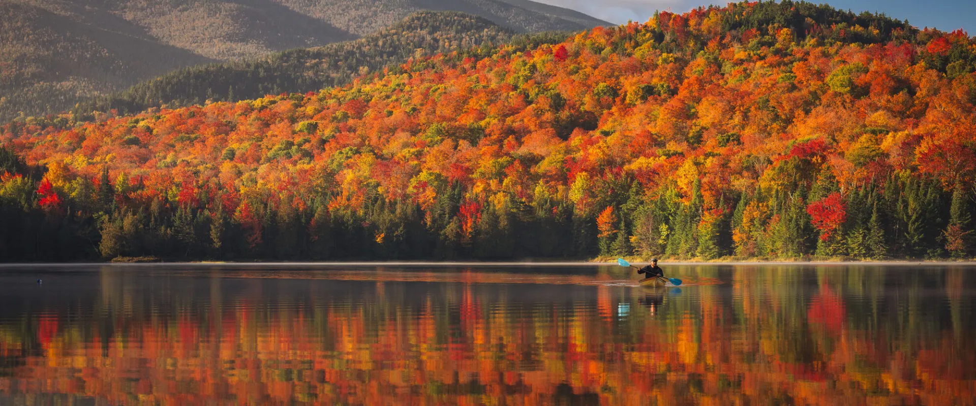 Adirondacks fall foliage mountains lake reflection