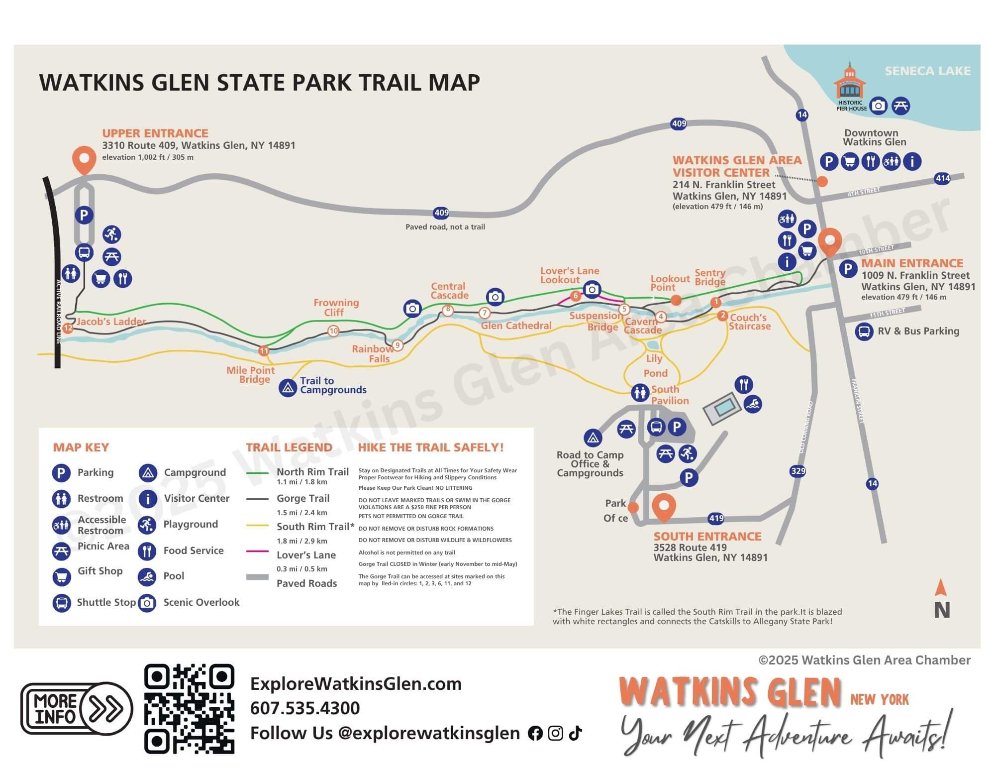 Watkins Glen State Park gorge trail waterfalls