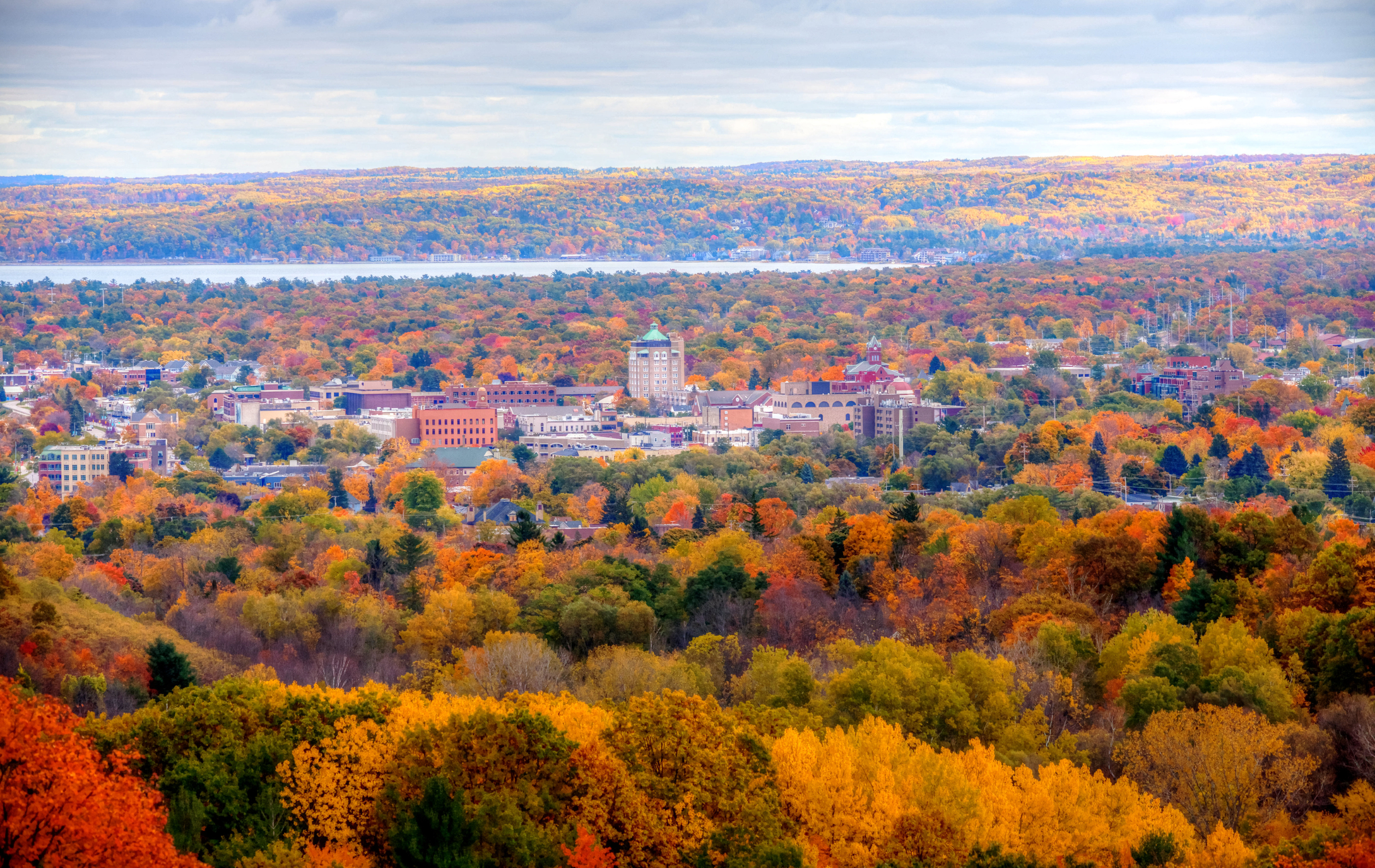 Leelanau Peninsula vineyard fall colors Michigan