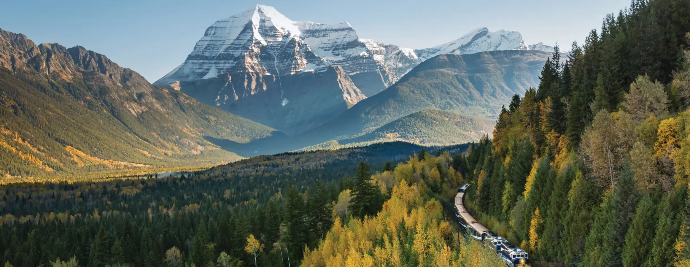 Rocky Mountaineer train through Colorado autumn canyon