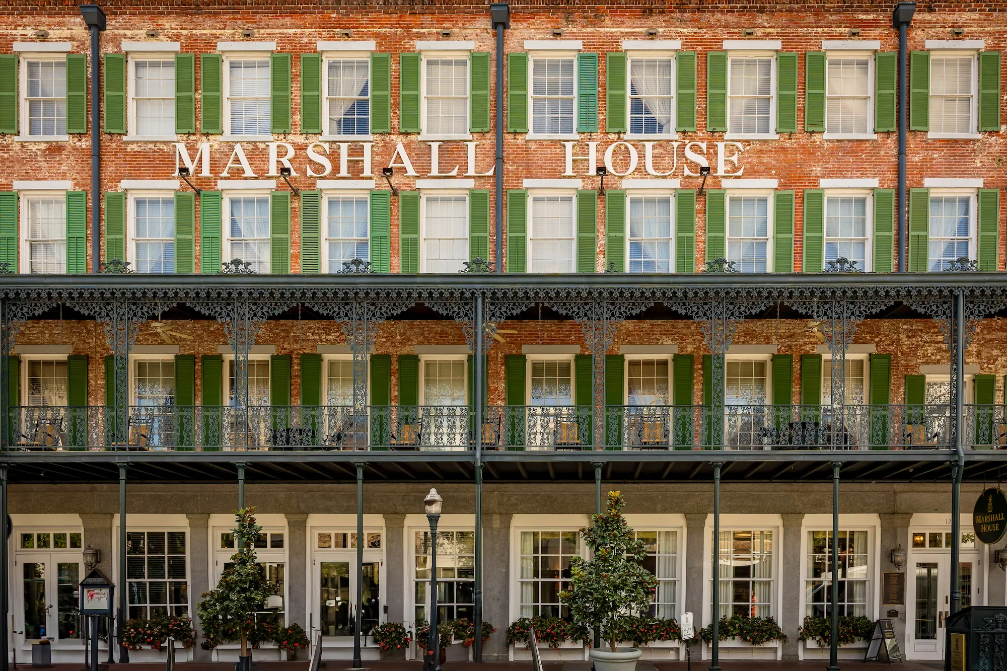 The Marshall House Savannah historic hotel balcony