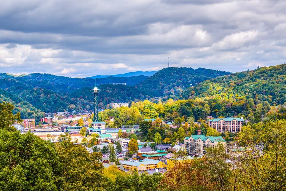 Gatlinburg Scenic Overlook fall colors Smoky Mountains