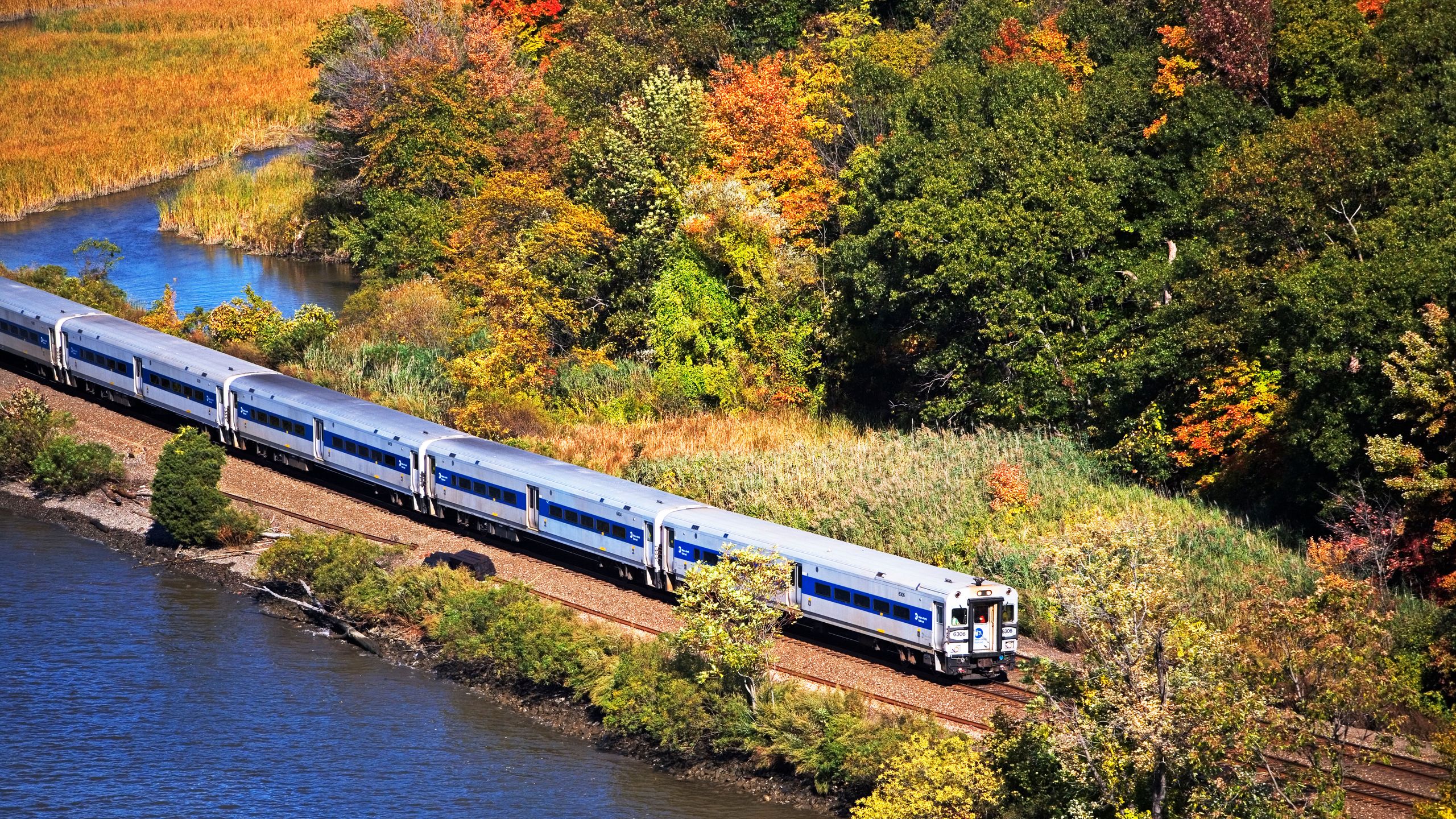 Amtrak train autumn foliage