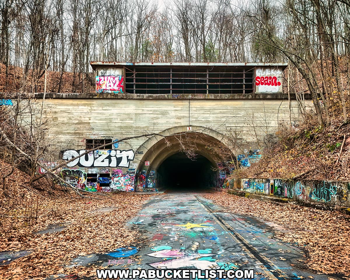 Abandoned Pennsylvania Turnpike tunnel fall foliage