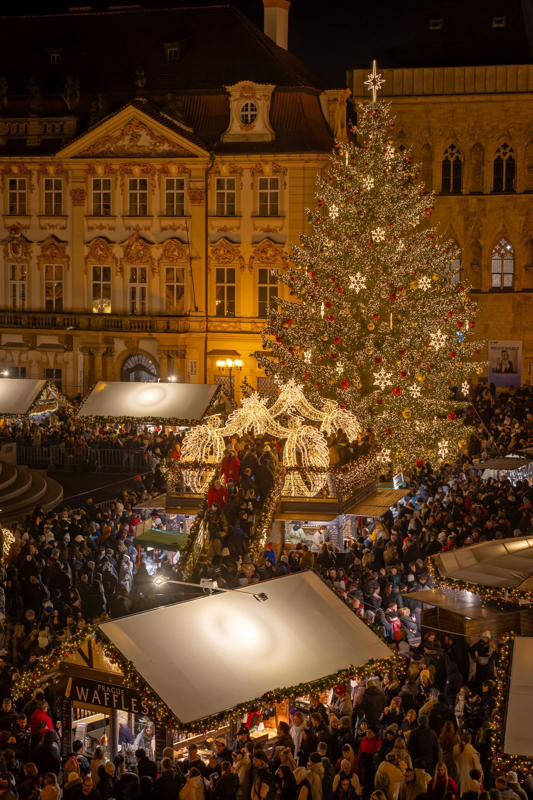 Prague Old Town Square Christmas market night