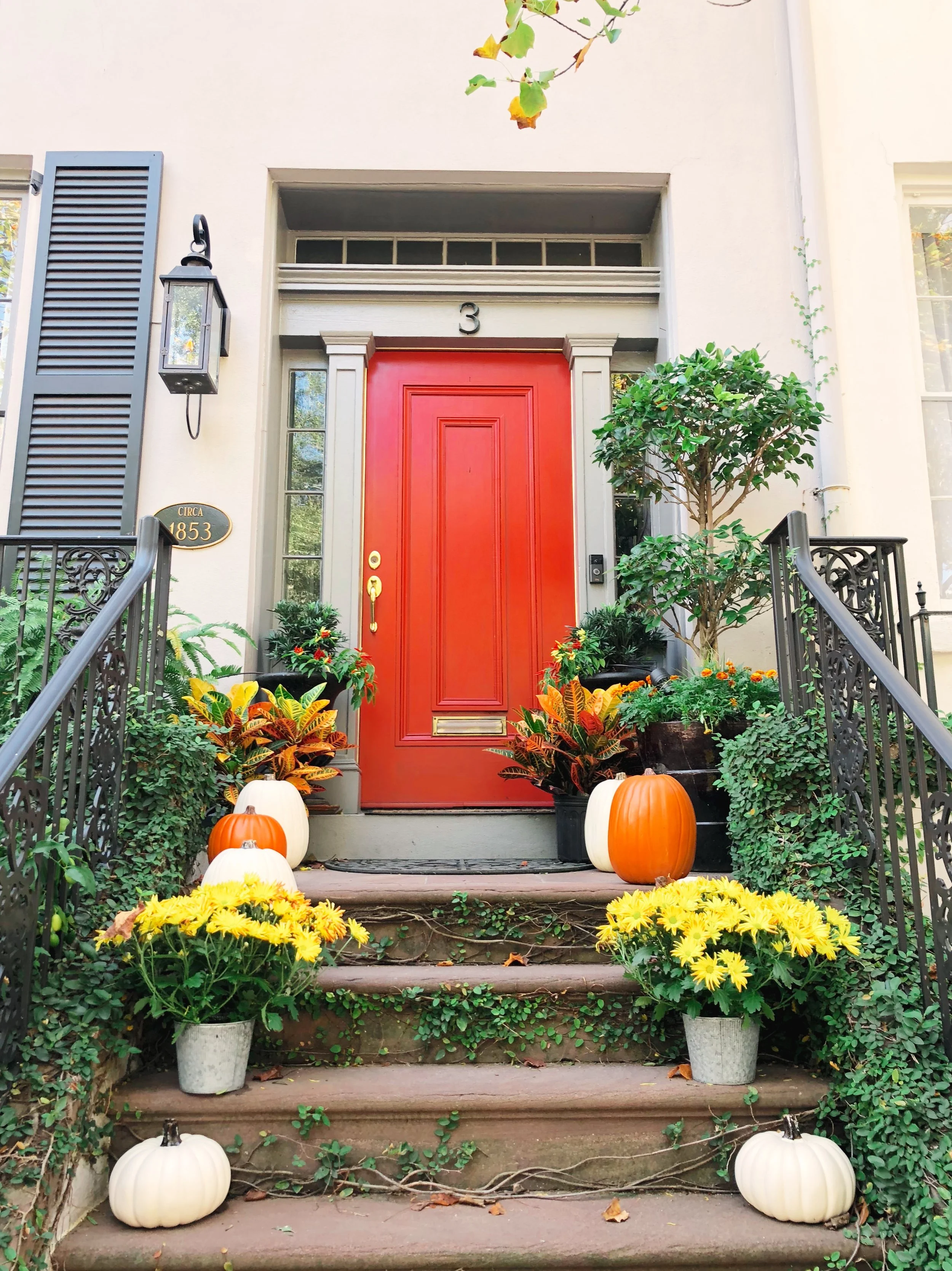 savannah historic district fall porch pumpkins