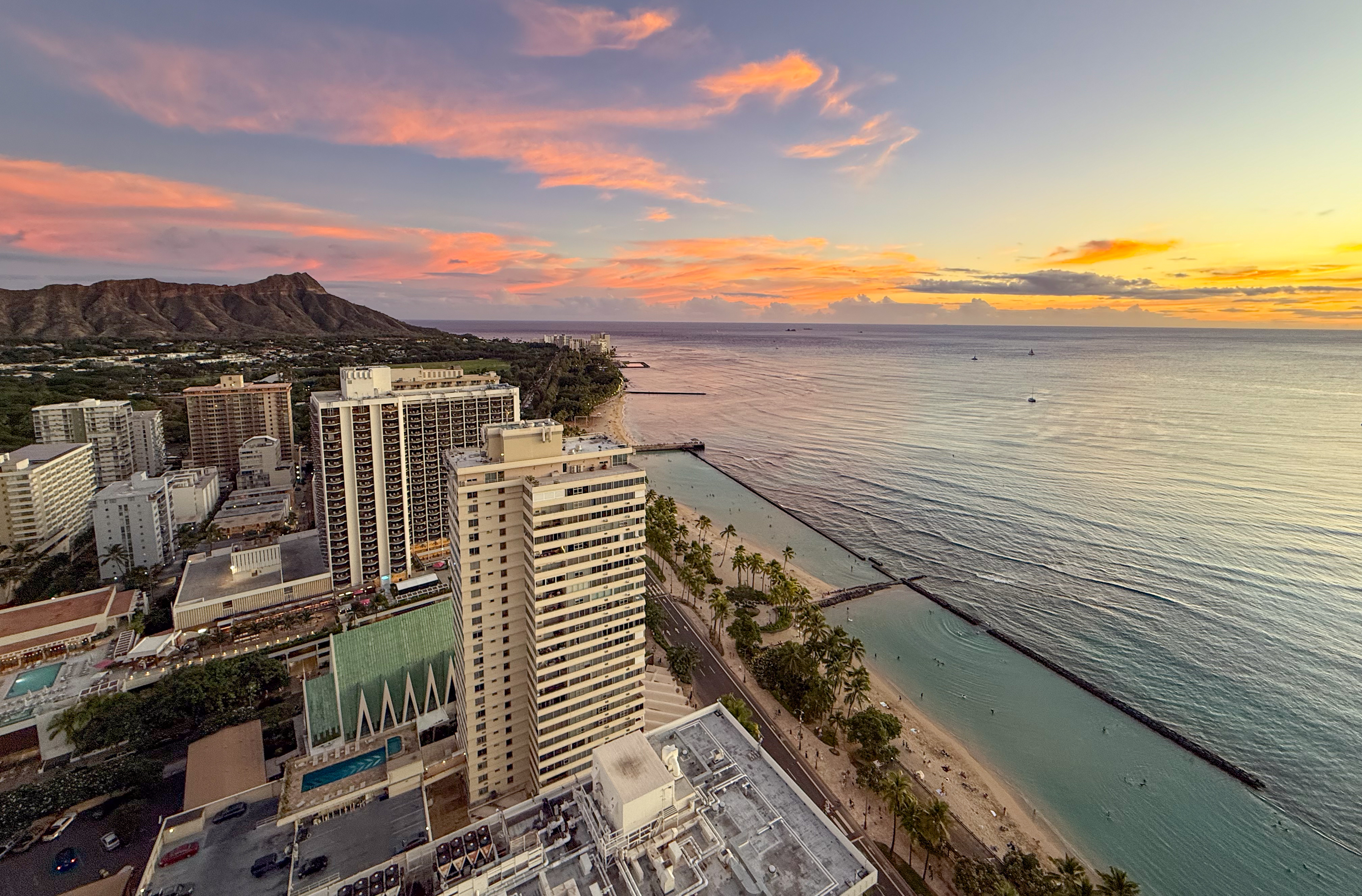 Oahu Waikiki Beach sunset November